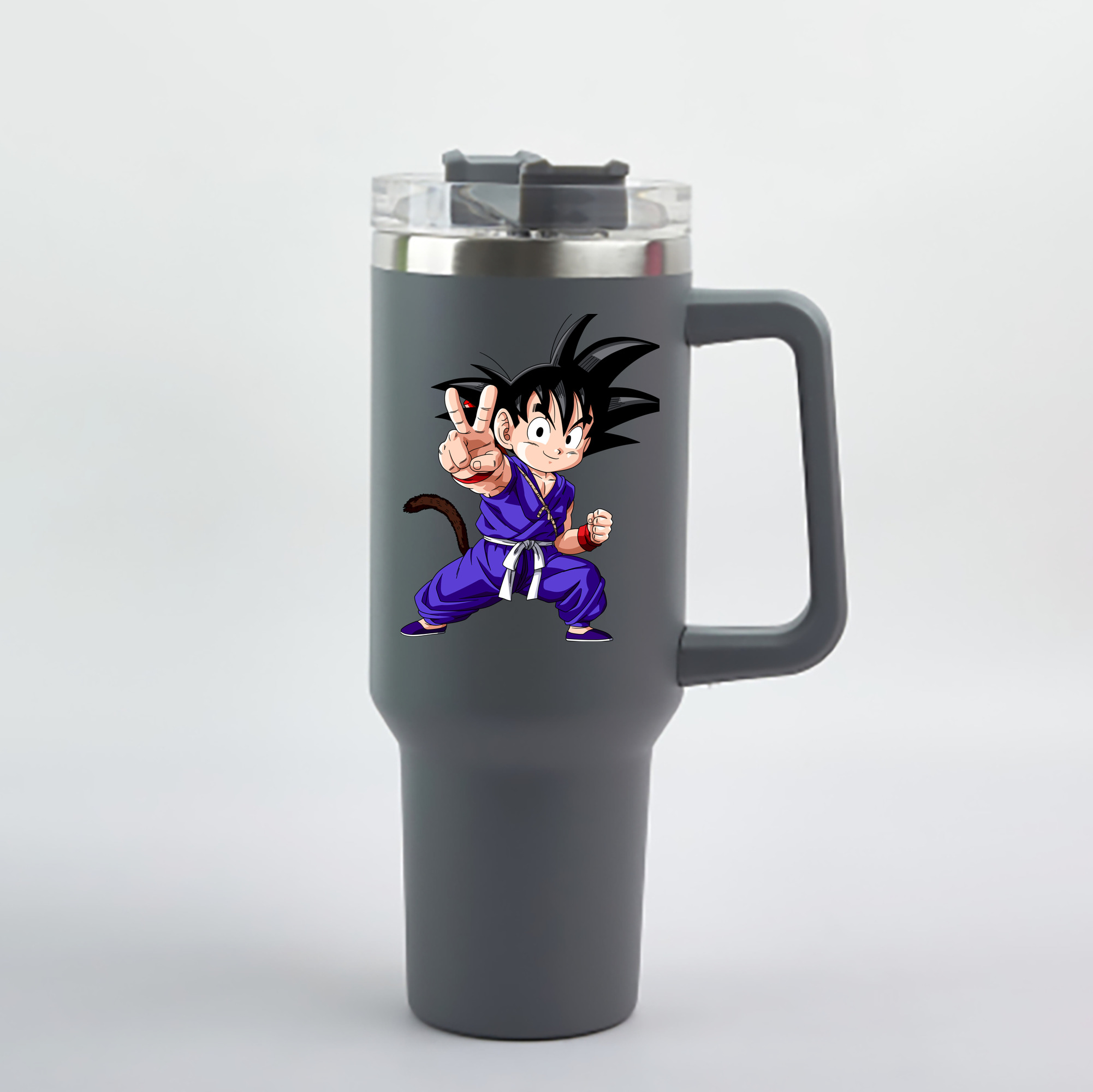 （画像用） ドラゴンボール 孫悟空（そん ごくう）Son Goku カカロット DRAGON BALL Kakarotto 1200mL車用タンブラー - クリスタルステッカー（プラスチックストロー付き）