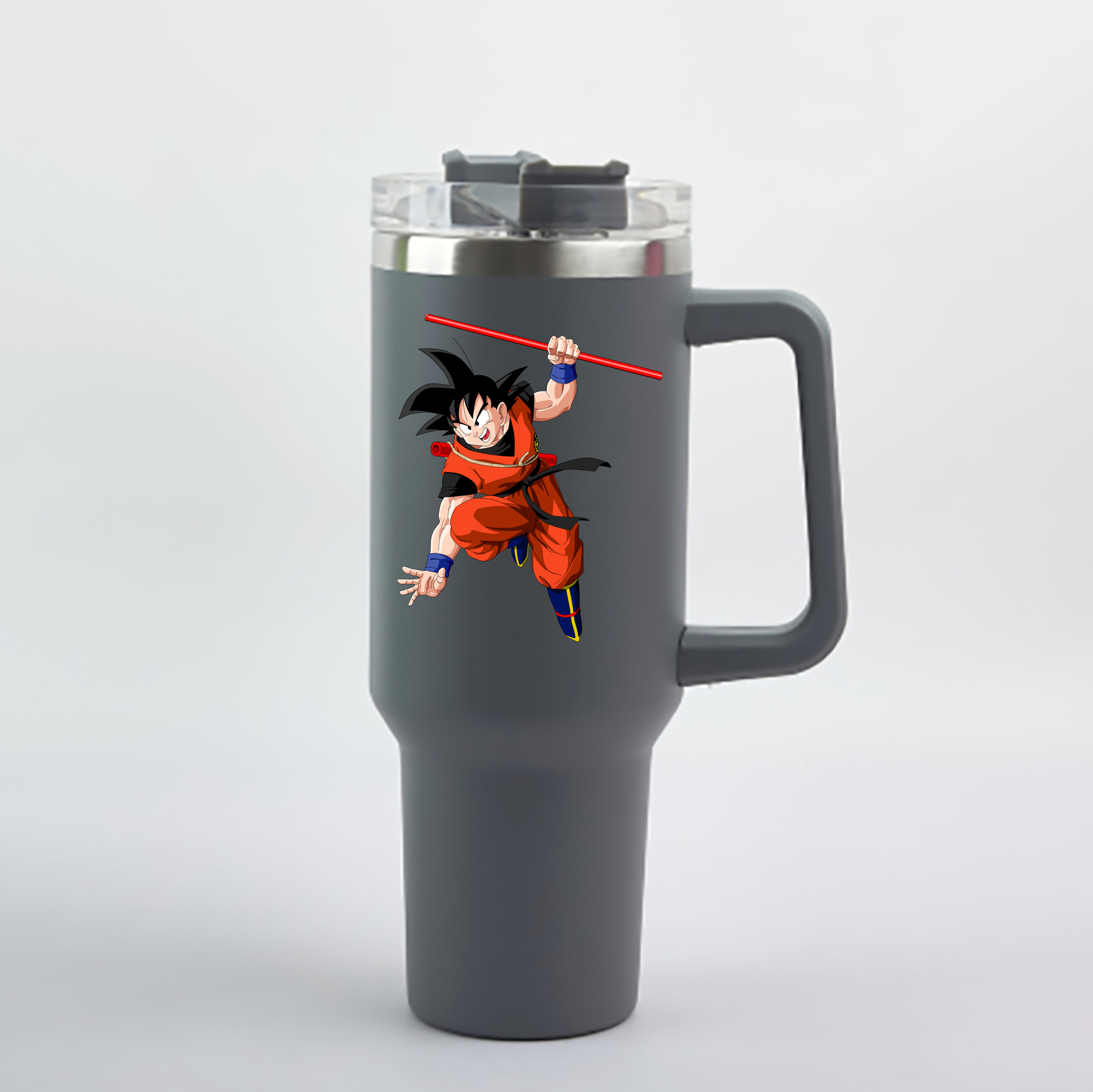 （画像用） ドラゴンボール 孫悟空（そん ごくう）Son Goku カカロット DRAGON BALL Kakarotto 1200mL車用タンブラー - クリスタルステッカー（プラスチックストロー付き）