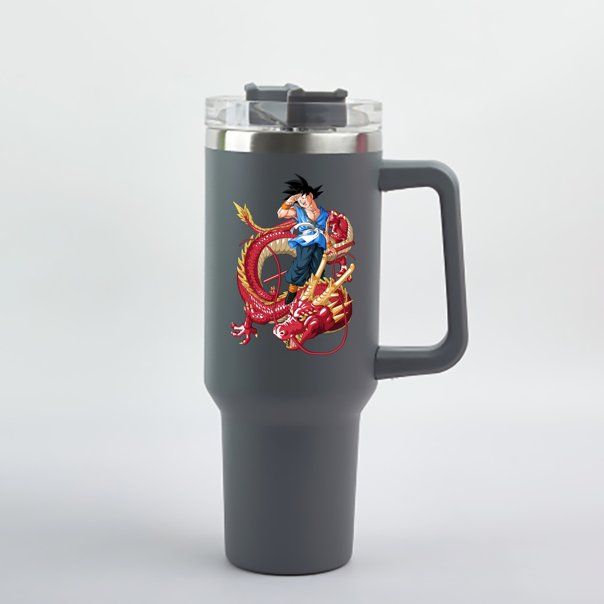 （画像用） ドラゴンボール 孫悟空（そん ごくう）Son Goku カカロット DRAGON BALL Kakarotto 1200mL車用タンブラー - クリスタルステッカー（プラスチックストロー付き）
