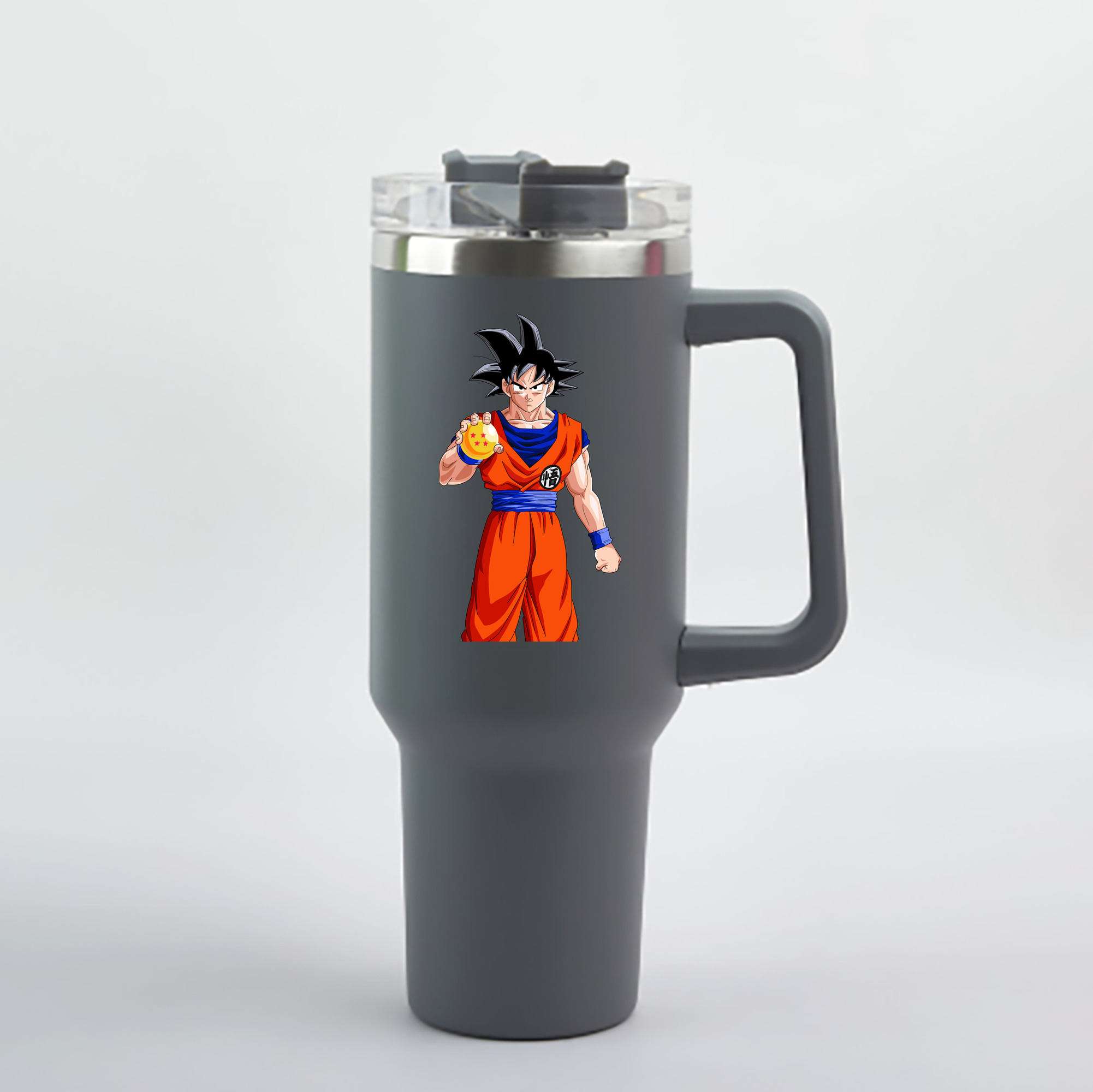 （画像用） ドラゴンボール 孫悟空（そん ごくう）Son Goku カカロット DRAGON BALL Kakarotto 1200mL車用タンブラー - クリスタルステッカー（プラスチックストロー付き）