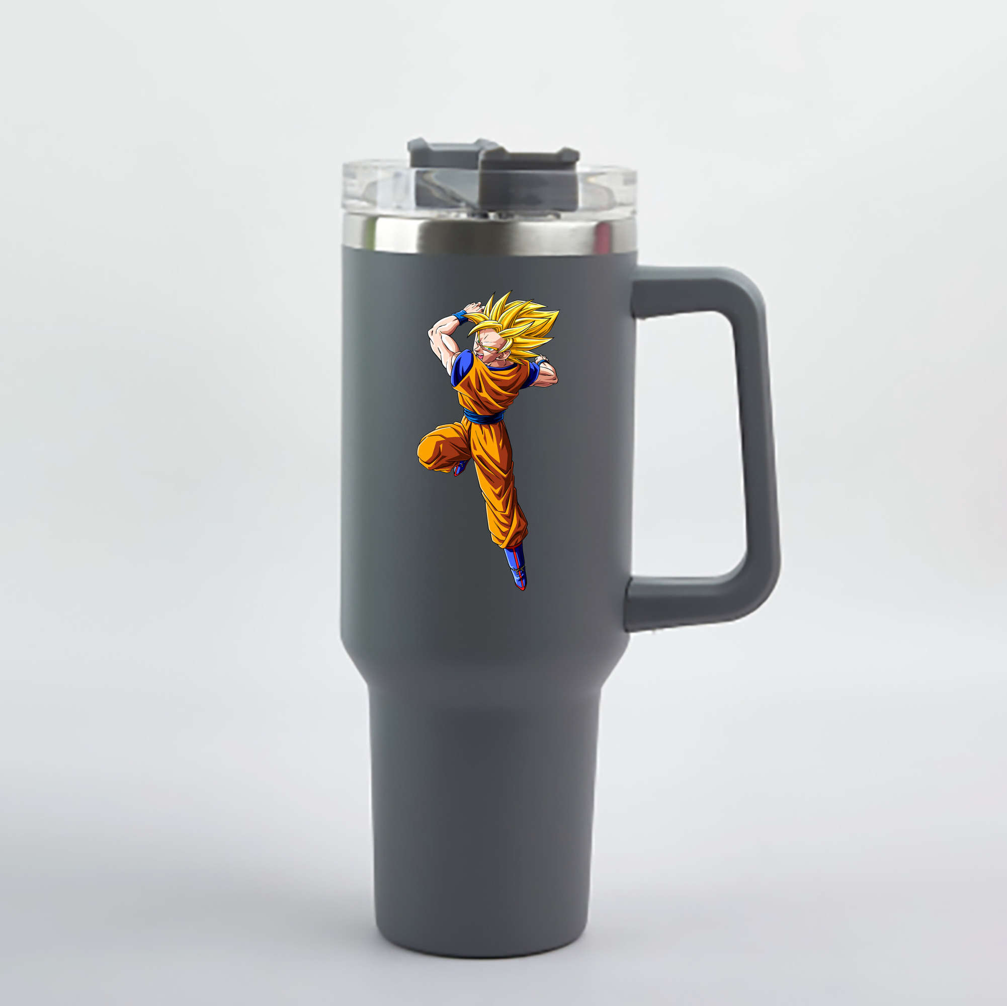 （画像用） ドラゴンボール 孫悟空（そん ごくう）Son Goku カカロット DRAGON BALL Kakarotto 1200mL車用タンブラー - クリスタルステッカー（プラスチックストロー付き）