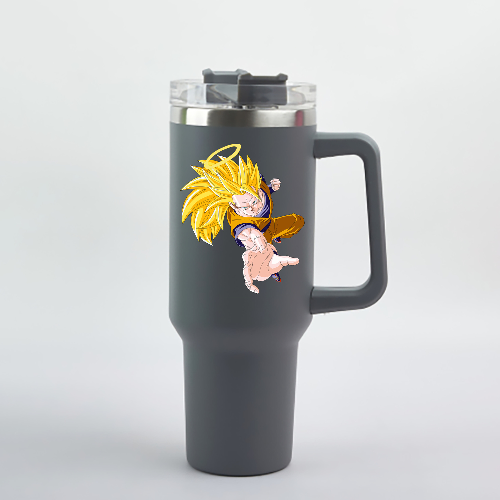 （画像用） ドラゴンボール 孫悟空（そん ごくう）Son Goku カカロット DRAGON BALL Kakarotto 1200mL車用タンブラー - クリスタルステッカー（プラスチックストロー付き）