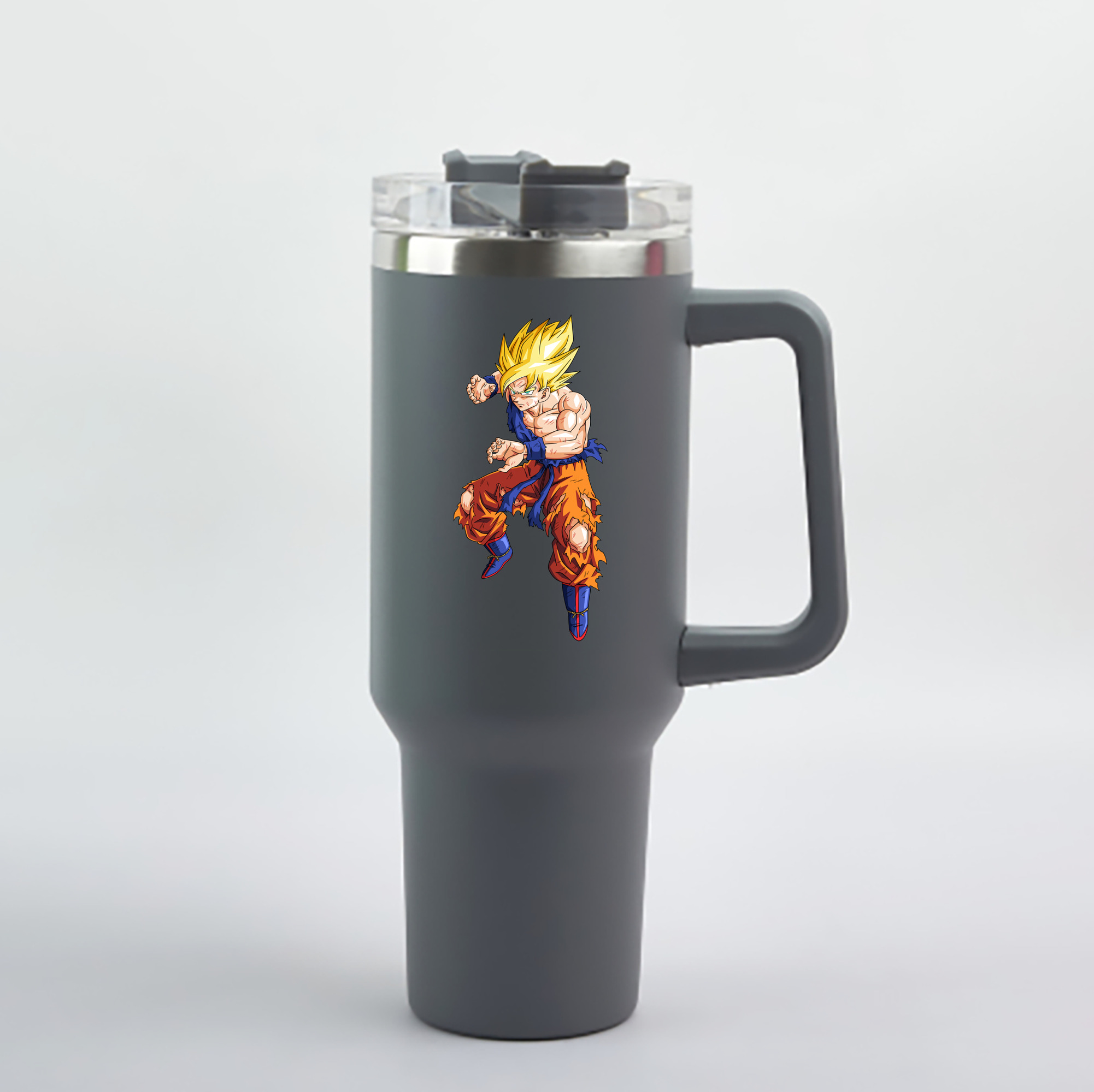（画像用） ドラゴンボール 孫悟空（そん ごくう）Son Goku カカロット DRAGON BALL Kakarotto 1200mL車用タンブラー - クリスタルステッカー（プラスチックストロー付き）