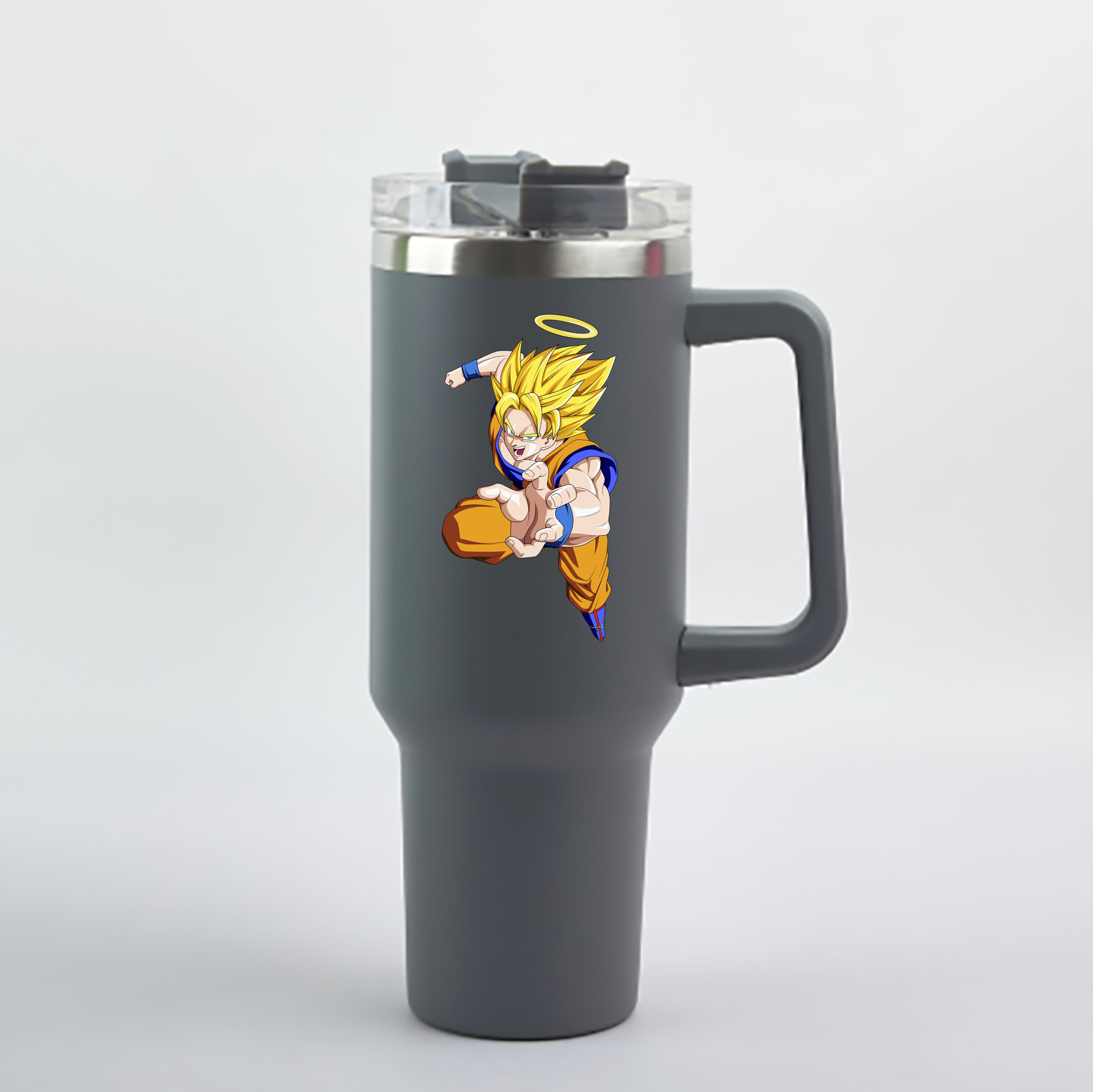 （画像用） ドラゴンボール 孫悟空（そん ごくう）Son Goku カカロット DRAGON BALL Kakarotto 1200mL車用タンブラー - クリスタルステッカー（プラスチックストロー付き）