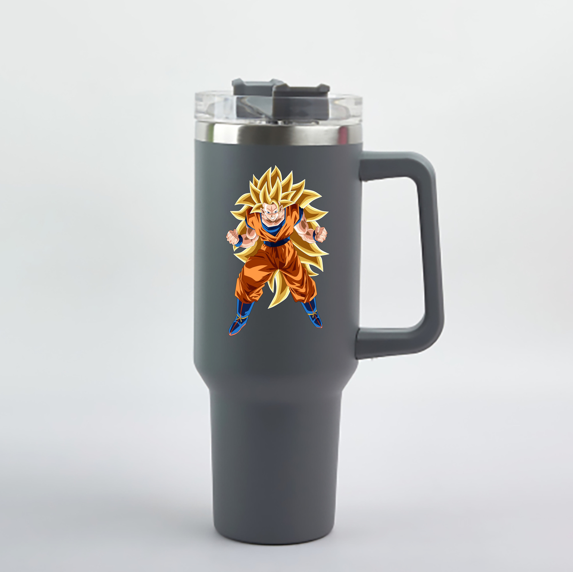 （画像用） ドラゴンボール 孫悟空（そん ごくう）Son Goku カカロット DRAGON BALL Kakarotto 1200mL車用タンブラー - クリスタルステッカー（プラスチックストロー付き）