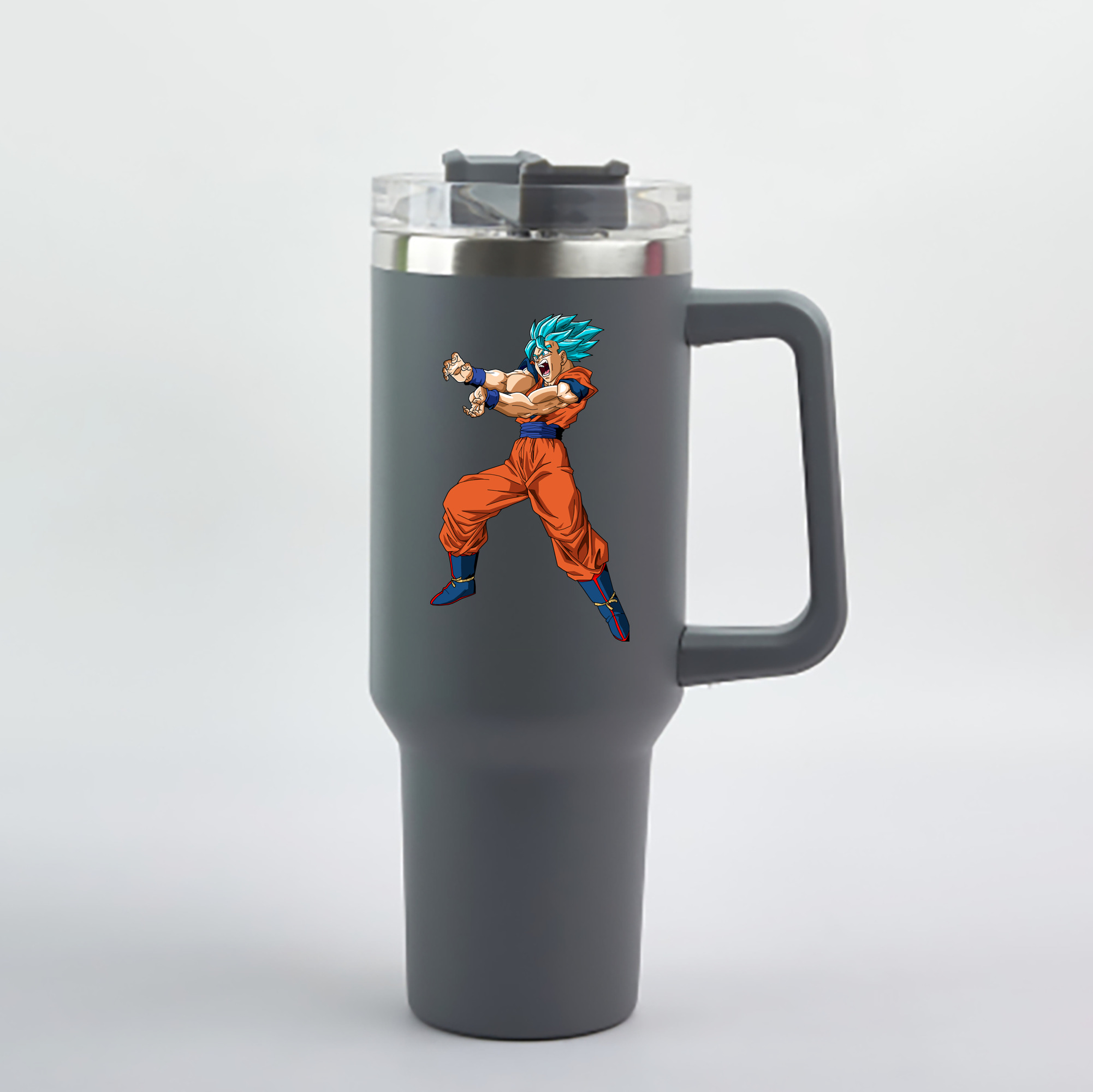 （画像用） ドラゴンボール 孫悟空（そん ごくう）Son Goku カカロット DRAGON BALL Kakarotto 1200mL車用タンブラー - クリスタルステッカー（プラスチックストロー付き）