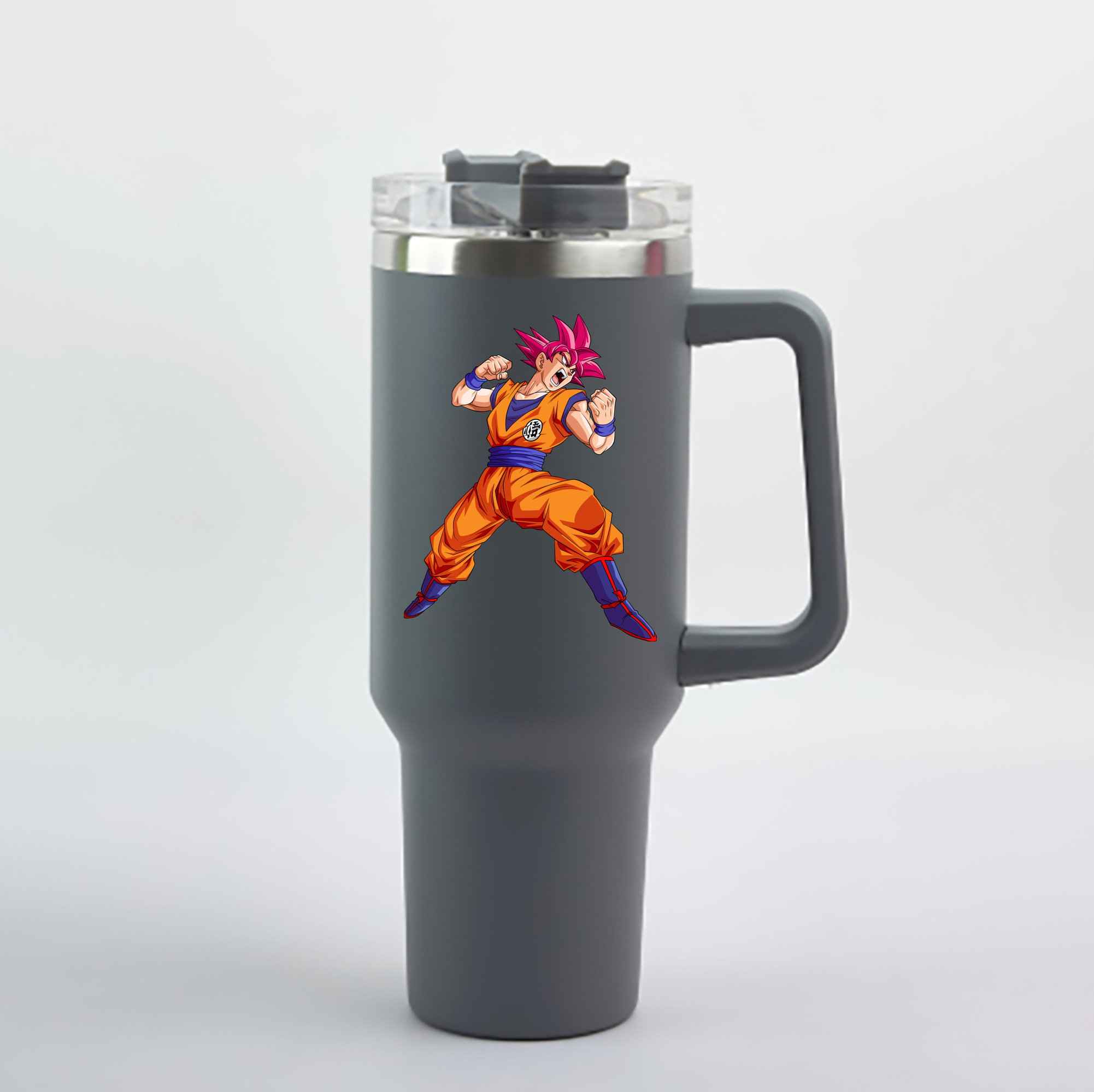 （画像用） ドラゴンボール 孫悟空（そん ごくう）Son Goku カカロット DRAGON BALL Kakarotto 1200mL車用タンブラー - クリスタルステッカー（プラスチックストロー付き）