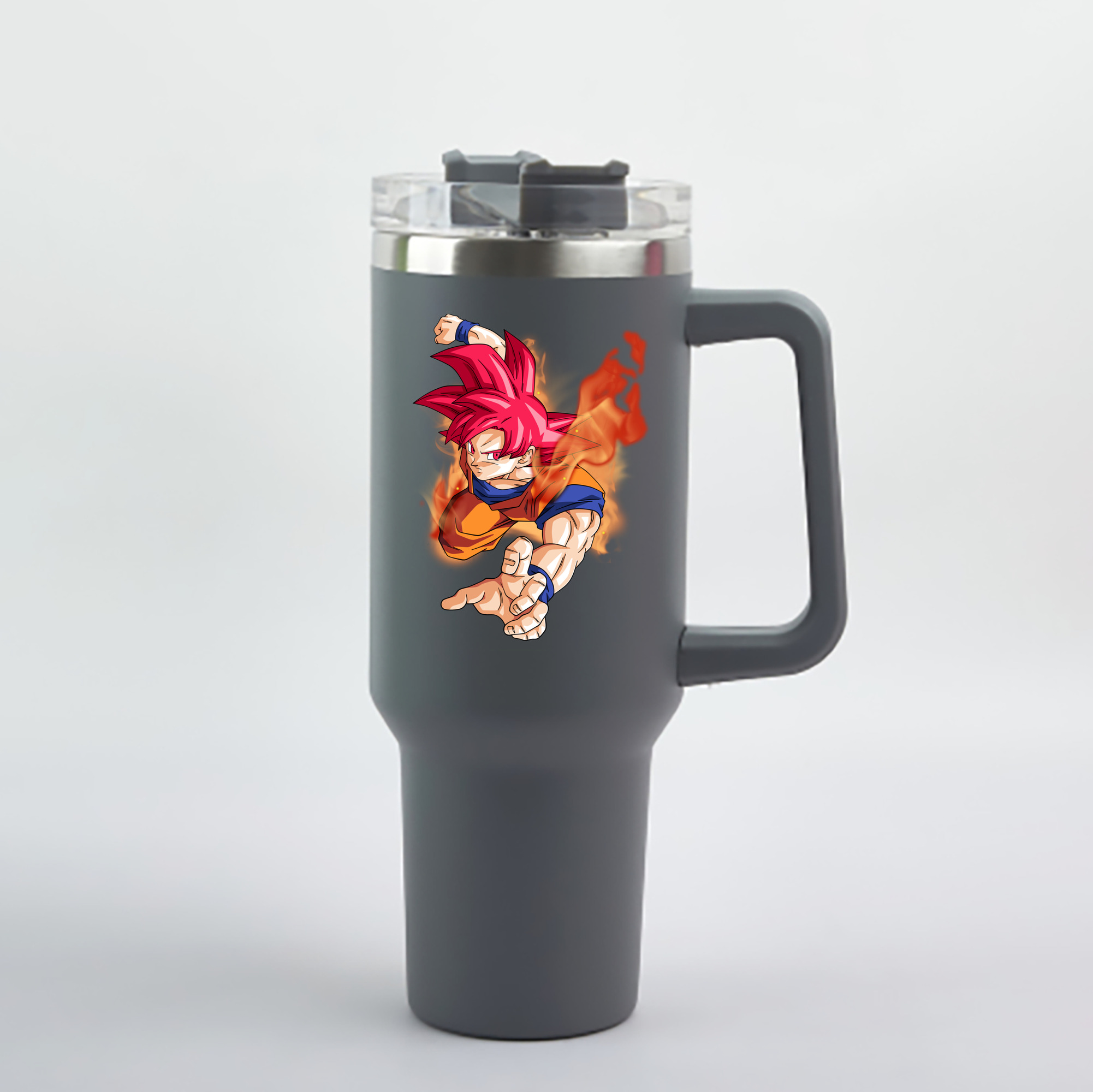 （画像用） ドラゴンボール 孫悟空（そん ごくう）Son Goku カカロット DRAGON BALL Kakarotto 1200mL車用タンブラー - クリスタルステッカー（プラスチックストロー付き）
