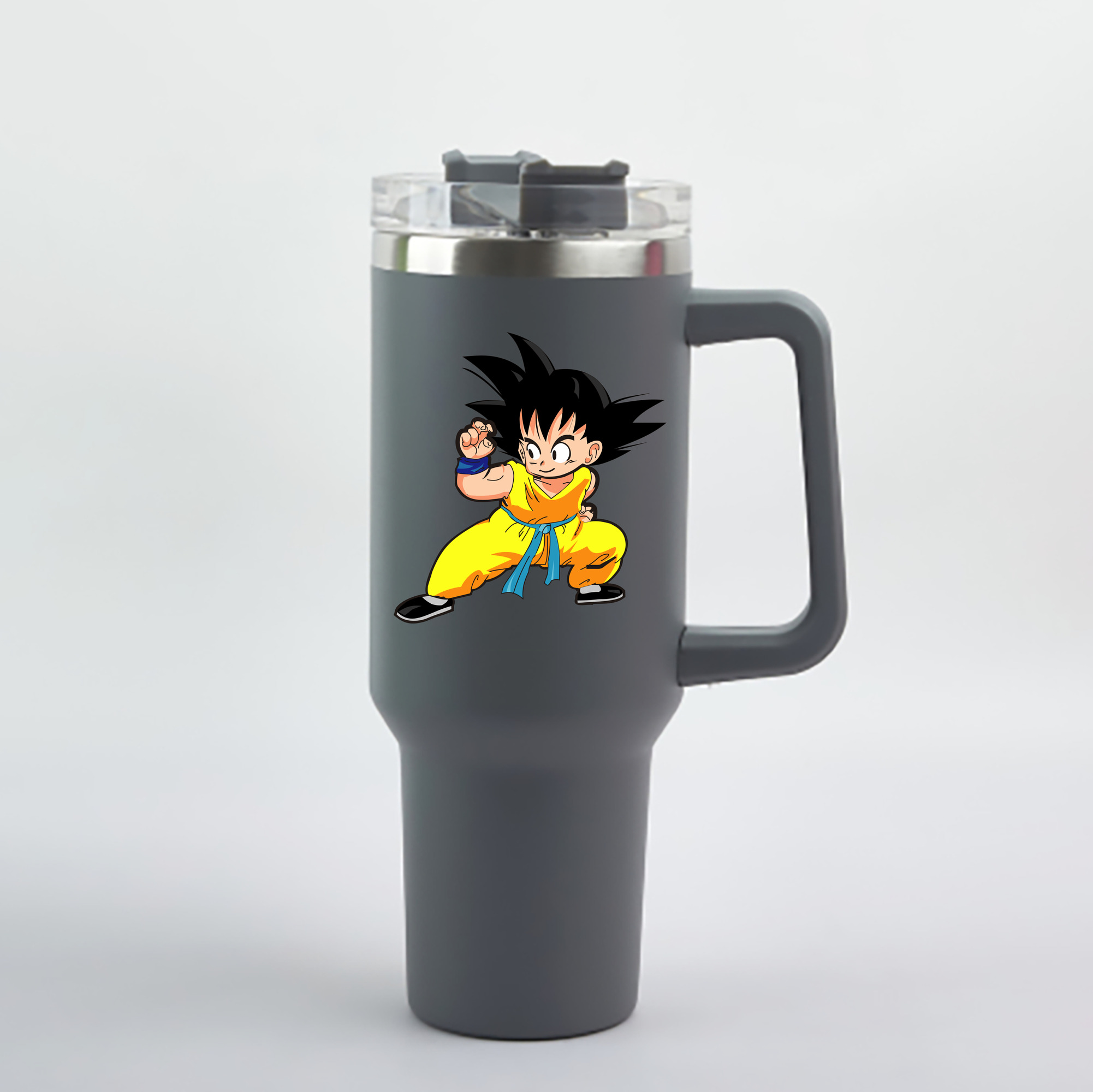 （画像用） ドラゴンボール 孫悟空（そん ごくう）Son Goku カカロット DRAGON BALL Kakarotto 1200mL車用タンブラー - クリスタルステッカー（プラスチックストロー付き）