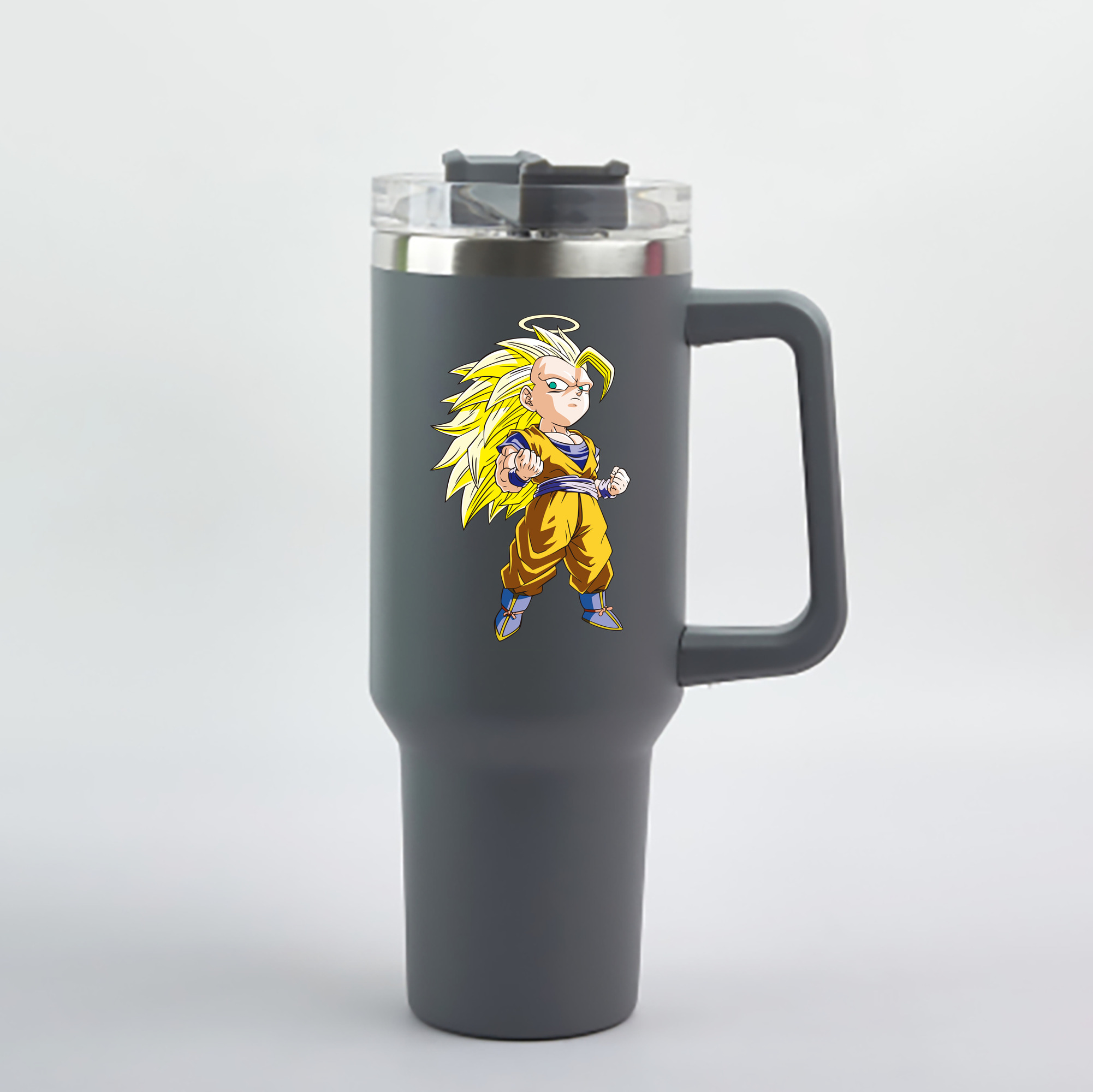 （画像用） ドラゴンボール 孫悟空（そん ごくう）Son Goku カカロット DRAGON BALL Kakarotto 1200mL車用タンブラー - クリスタルステッカー（プラスチックストロー付き）