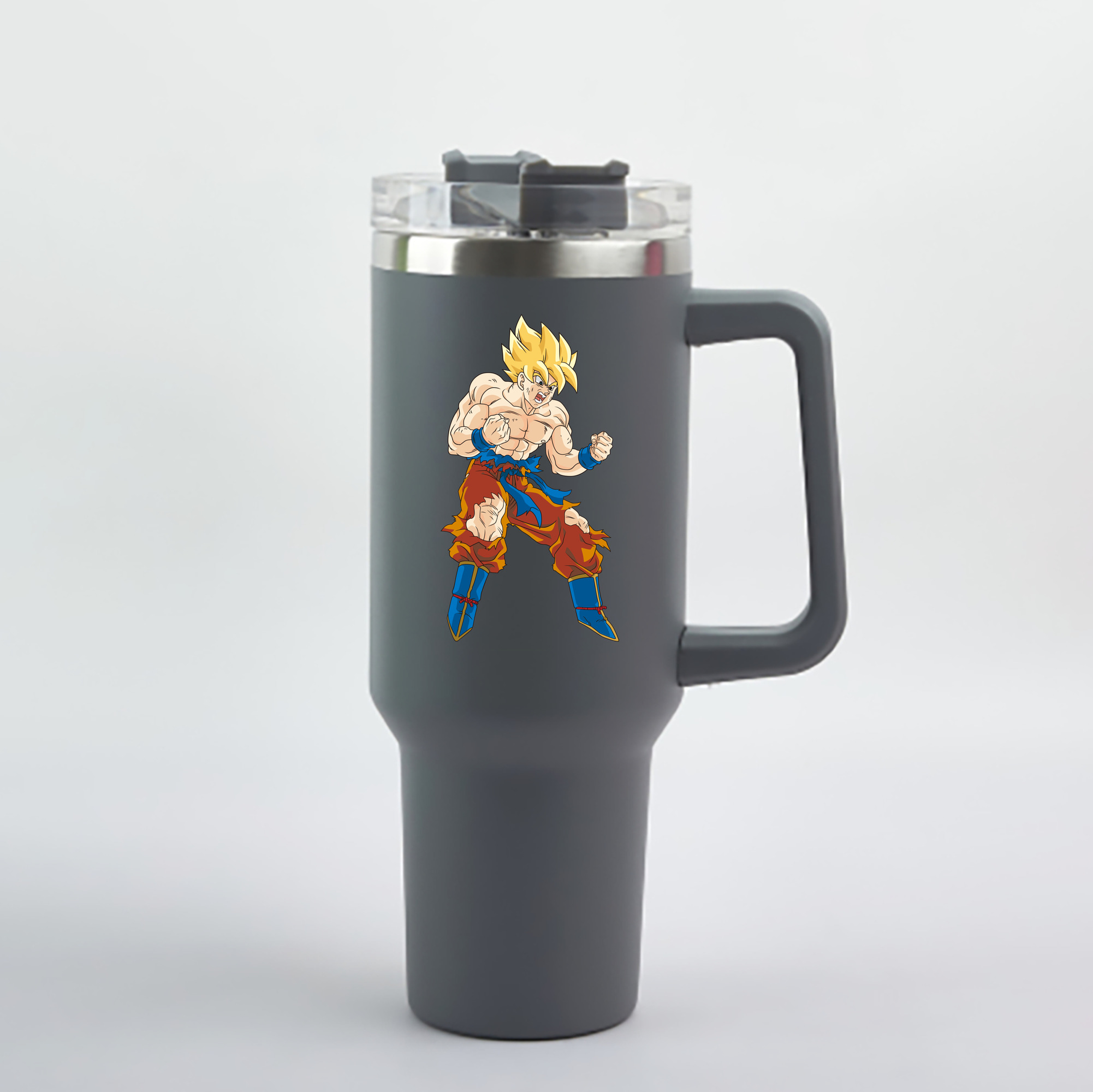 （画像用） ドラゴンボール 孫悟空（そん ごくう）Son Goku カカロット DRAGON BALL Kakarotto 1200mL車用タンブラー - クリスタルステッカー（プラスチックストロー付き）