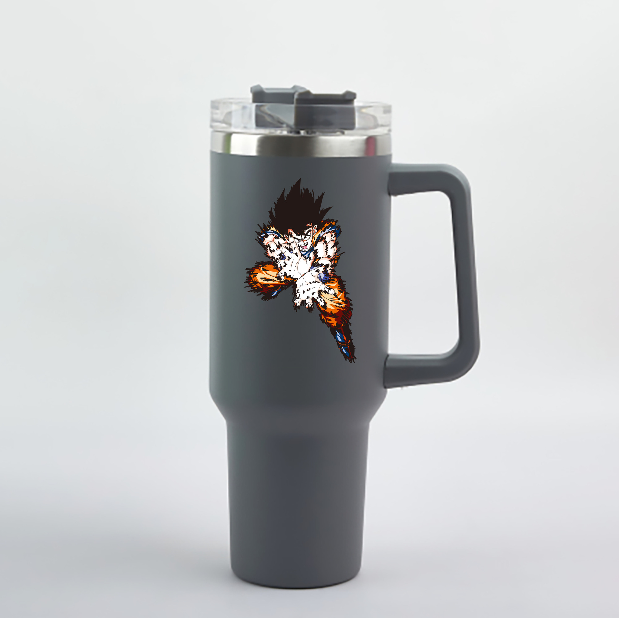 （画像用） ドラゴンボール 孫悟空（そん ごくう）Son Goku カカロット DRAGON BALL Kakarotto 1200mL車用タンブラー - クリスタルステッカー（プラスチックストロー付き）