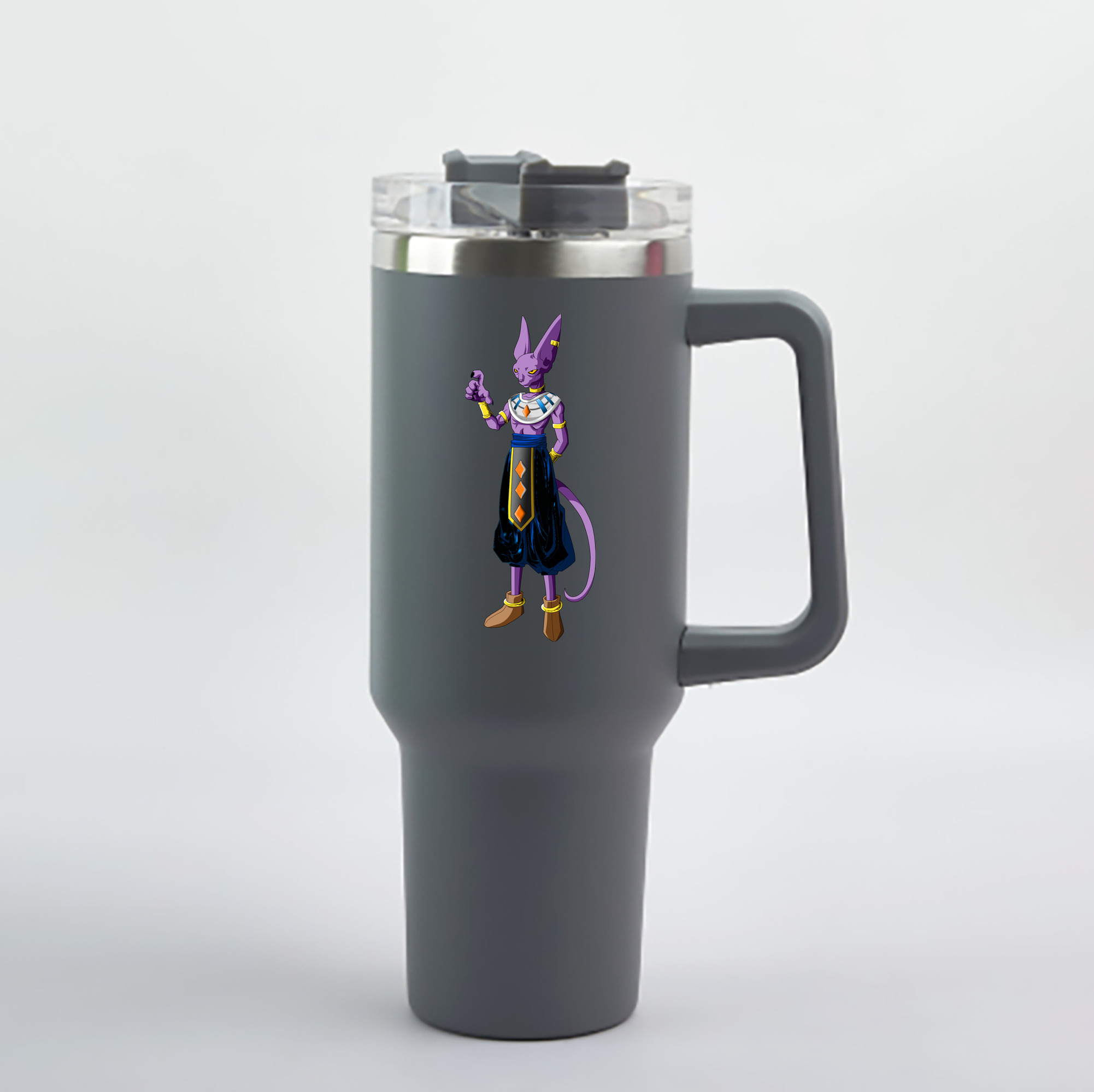 （画像用） ドラゴンボール ビルス 破壊神ビルス DRAGON BALL Beerus Birusu 1200mL車用タンブラー - クリスタルステッカー（プラスチックストロー付き）