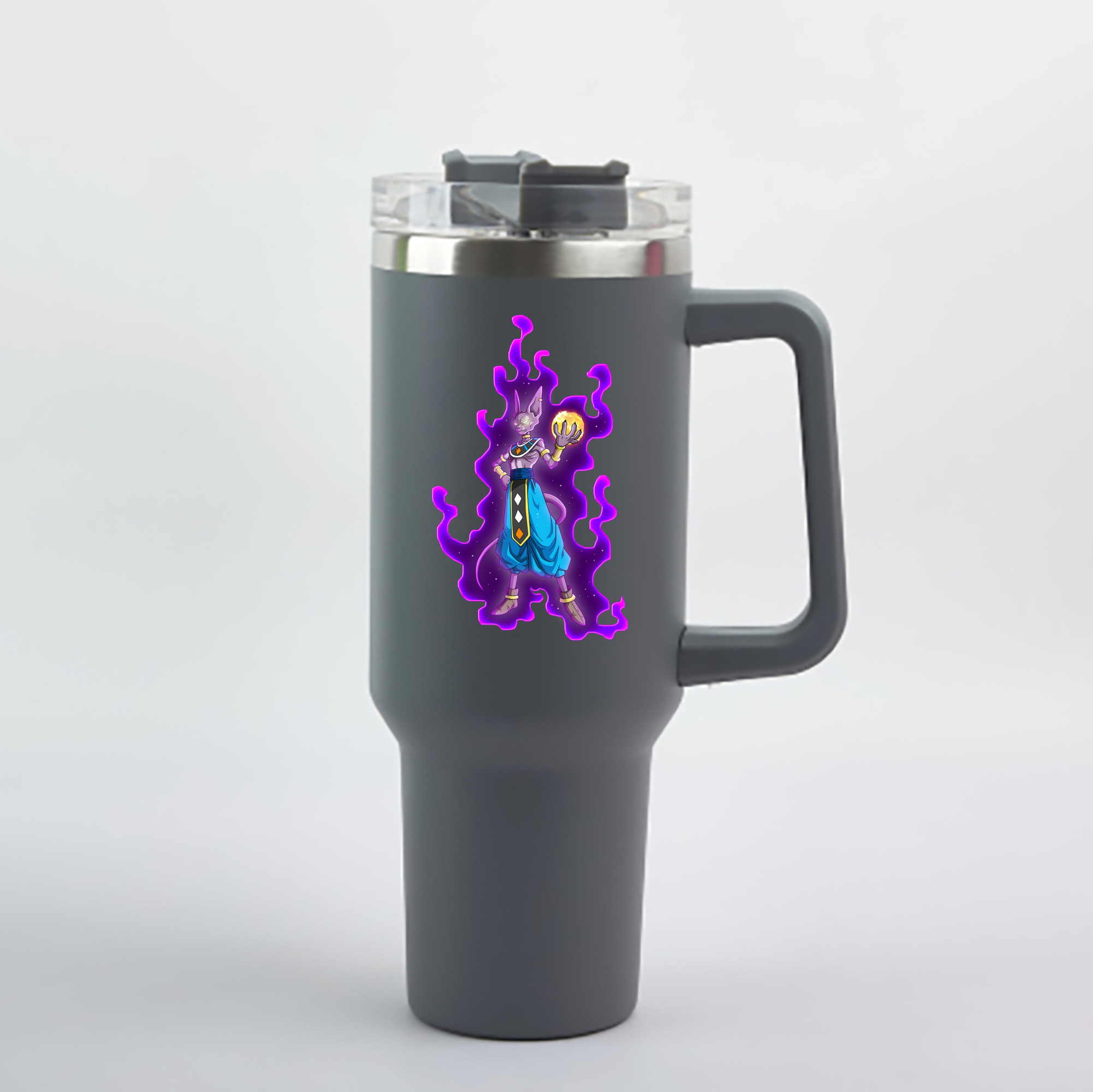 （画像用） ドラゴンボール ビルス 破壊神ビルス DRAGON BALL Beerus Birusu 1200mL車用タンブラー - クリスタルステッカー（プラスチックストロー付き）