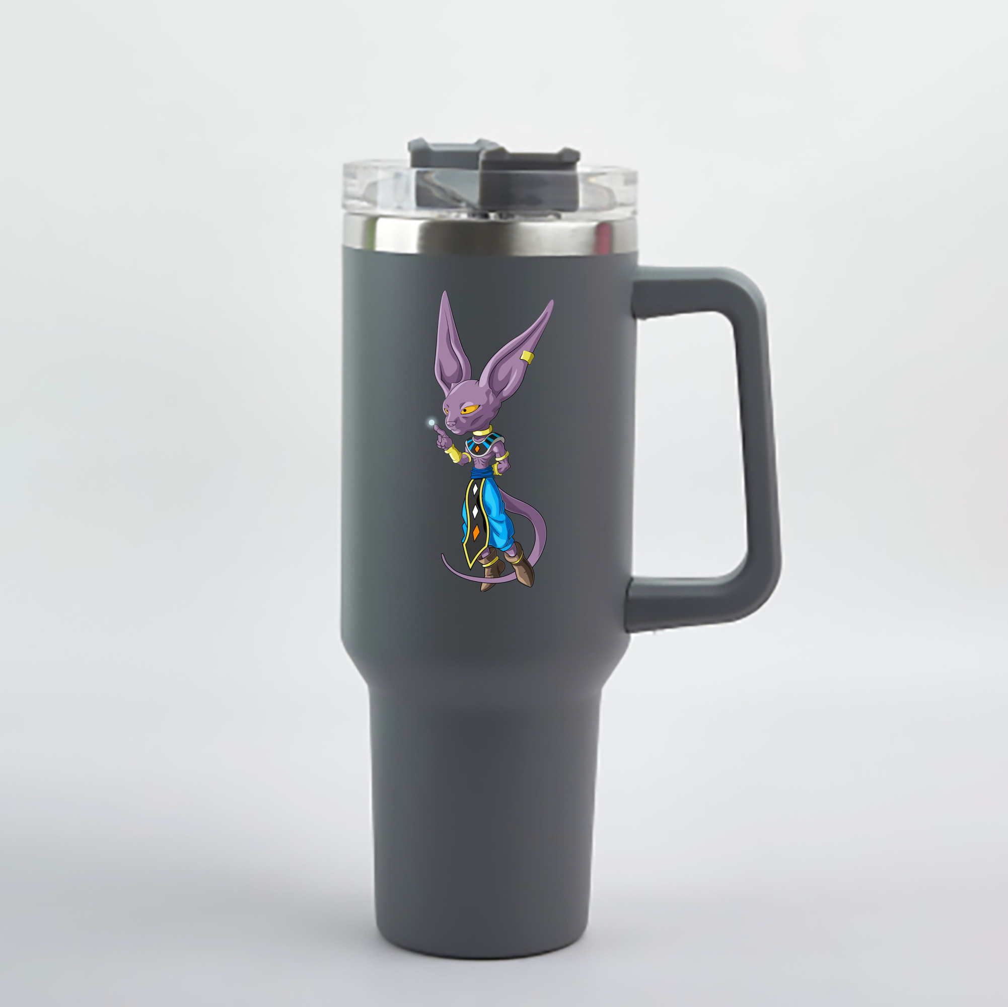 （画像用） ドラゴンボール ビルス 破壊神ビルス DRAGON BALL Beerus Birusu 1200mL車用タンブラー - クリスタルステッカー（プラスチックストロー付き）