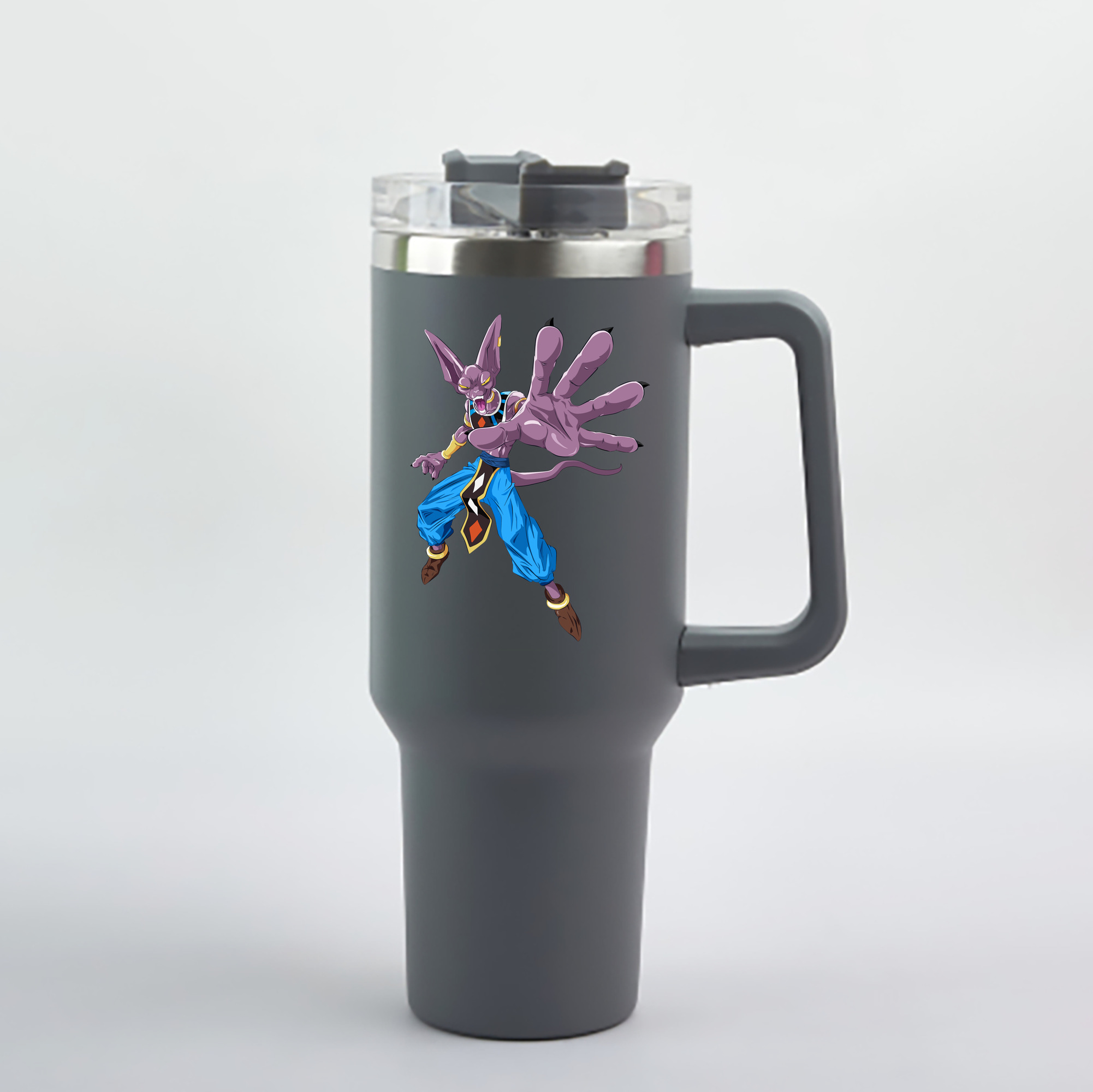 （画像用） ドラゴンボール ビルス 破壊神ビルス DRAGON BALL Beerus Birusu 1200mL車用タンブラー - クリスタルステッカー（プラスチックストロー付き）