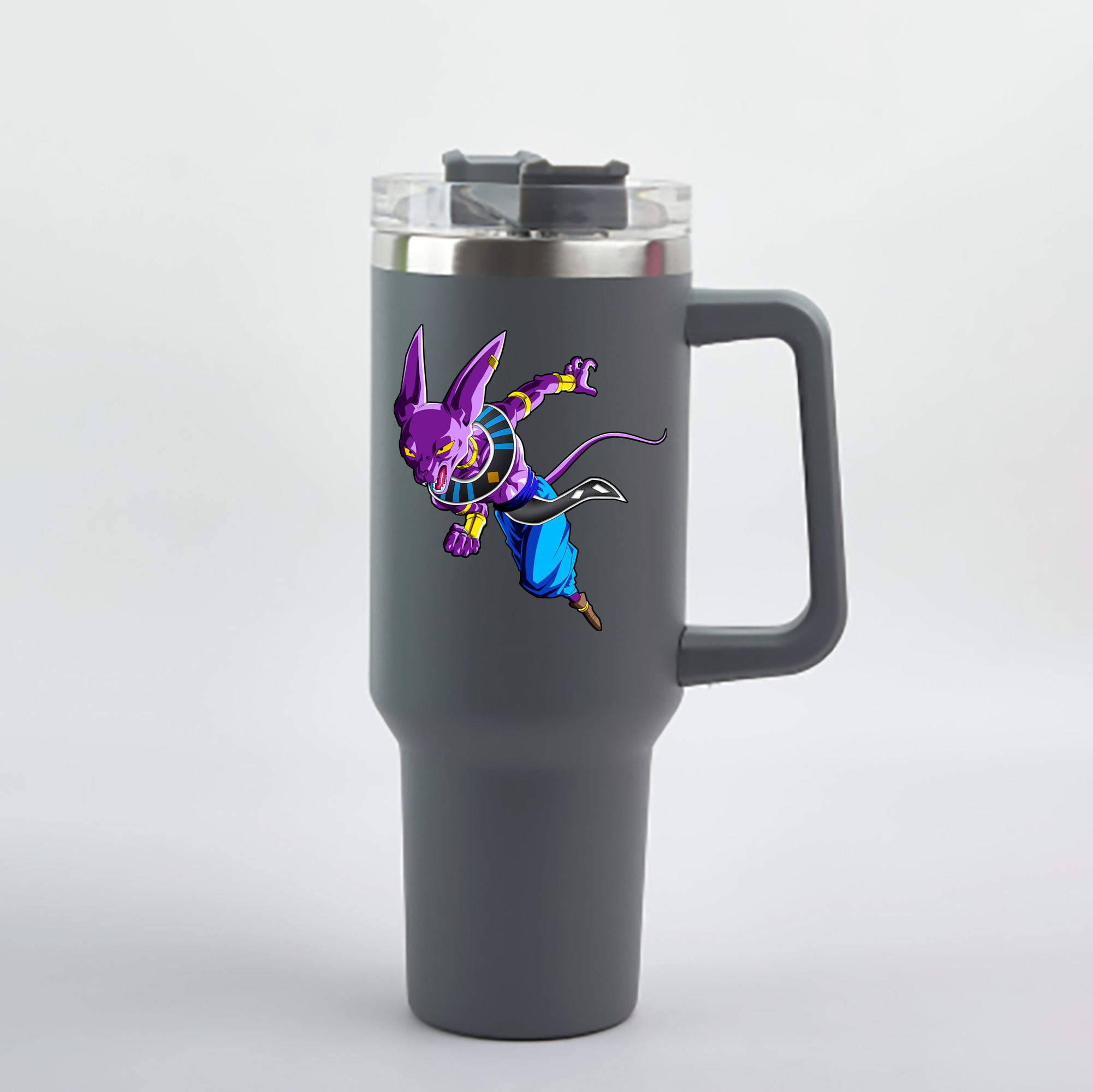 （画像用） ドラゴンボール ビルス 破壊神ビルス DRAGON BALL Beerus Birusu 1200mL車用タンブラー - クリスタルステッカー（プラスチックストロー付き）
