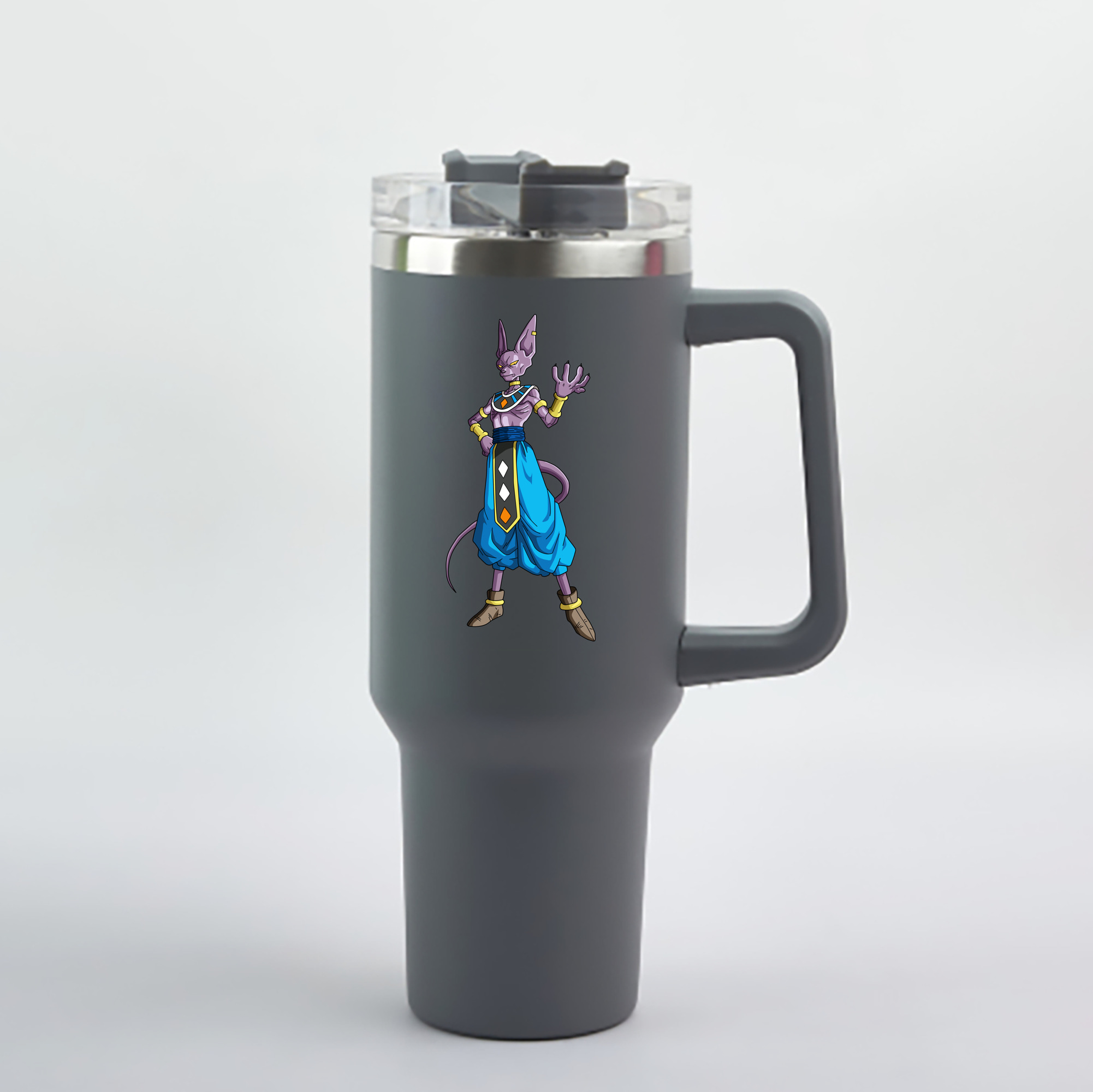 （画像用） ドラゴンボール ビルス 破壊神ビルス DRAGON BALL Beerus Birusu 1200mL車用タンブラー - クリスタルステッカー（プラスチックストロー付き）