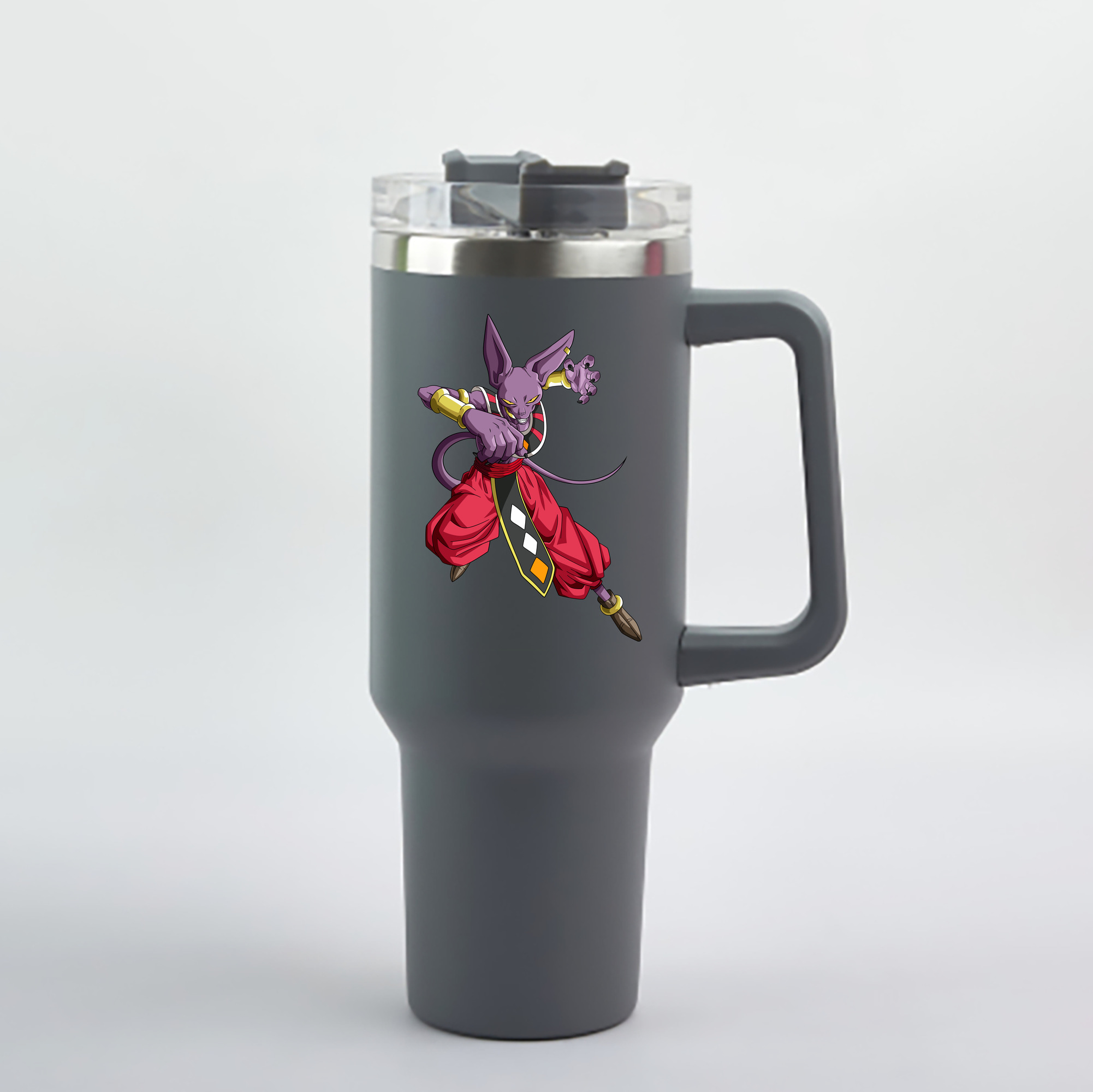 （画像用） ドラゴンボール ビルス 破壊神ビルス DRAGON BALL Beerus Birusu 1200mL車用タンブラー - クリスタルステッカー（プラスチックストロー付き）