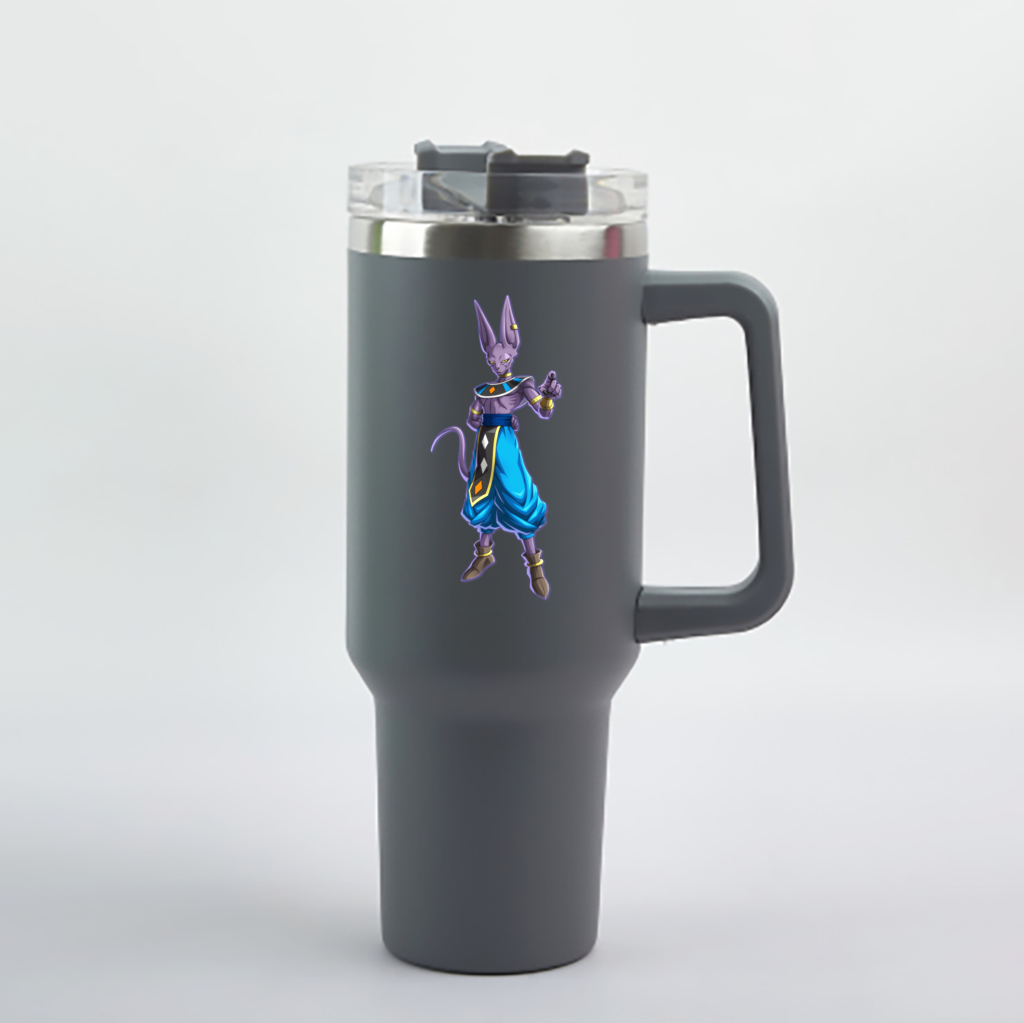（画像用） ドラゴンボール ビルス 破壊神ビルス DRAGON BALL Beerus Birusu 1200mL車用タンブラー - クリスタルステッカー（プラスチックストロー付き）