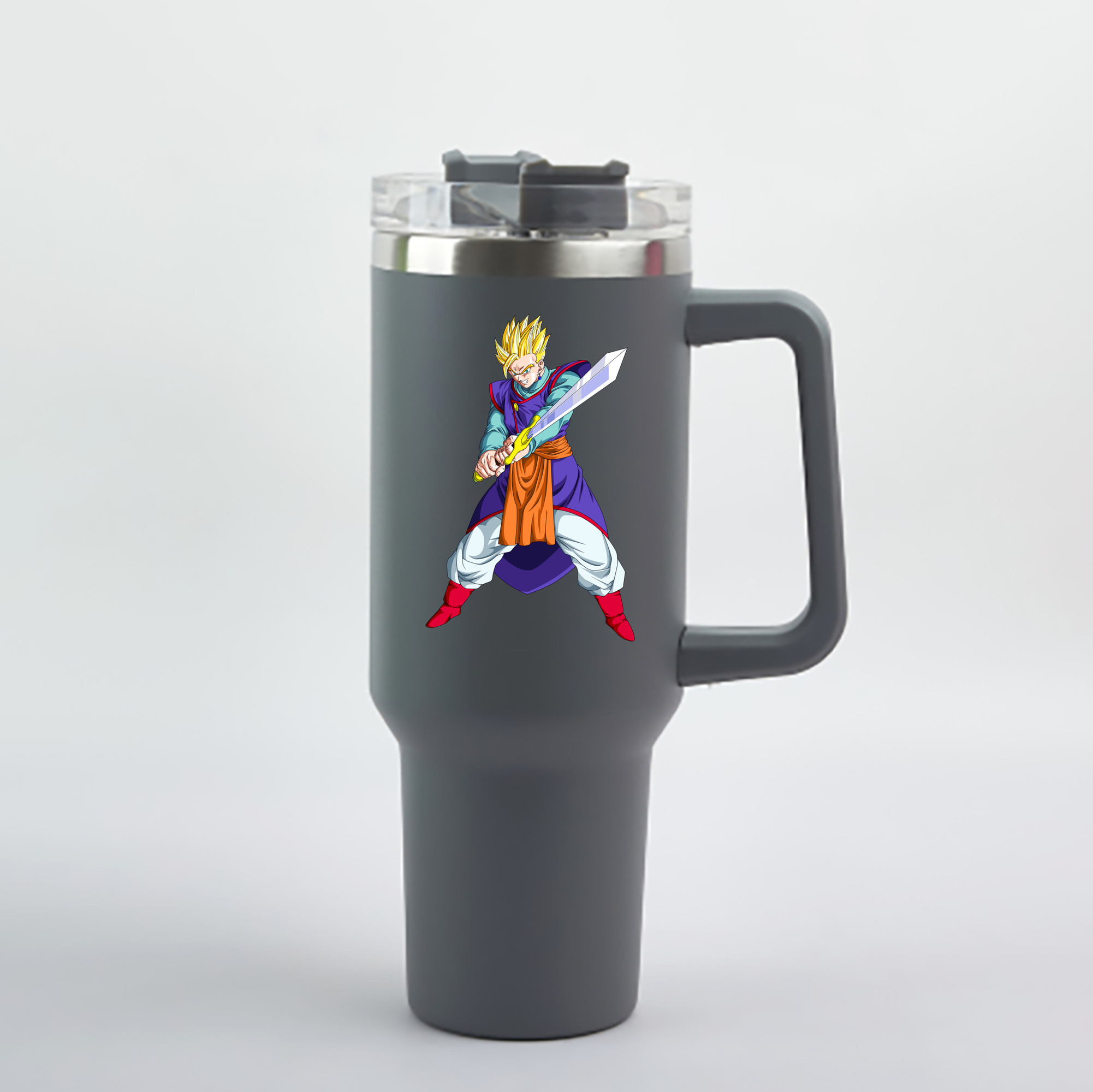 （画像用） ドラゴンボール 孫 悟飯（そんごはん）DRAGON BALL Son Gohan 1200mL車用タンブラー - クリスタルステッカー（プラスチックストロー付き）