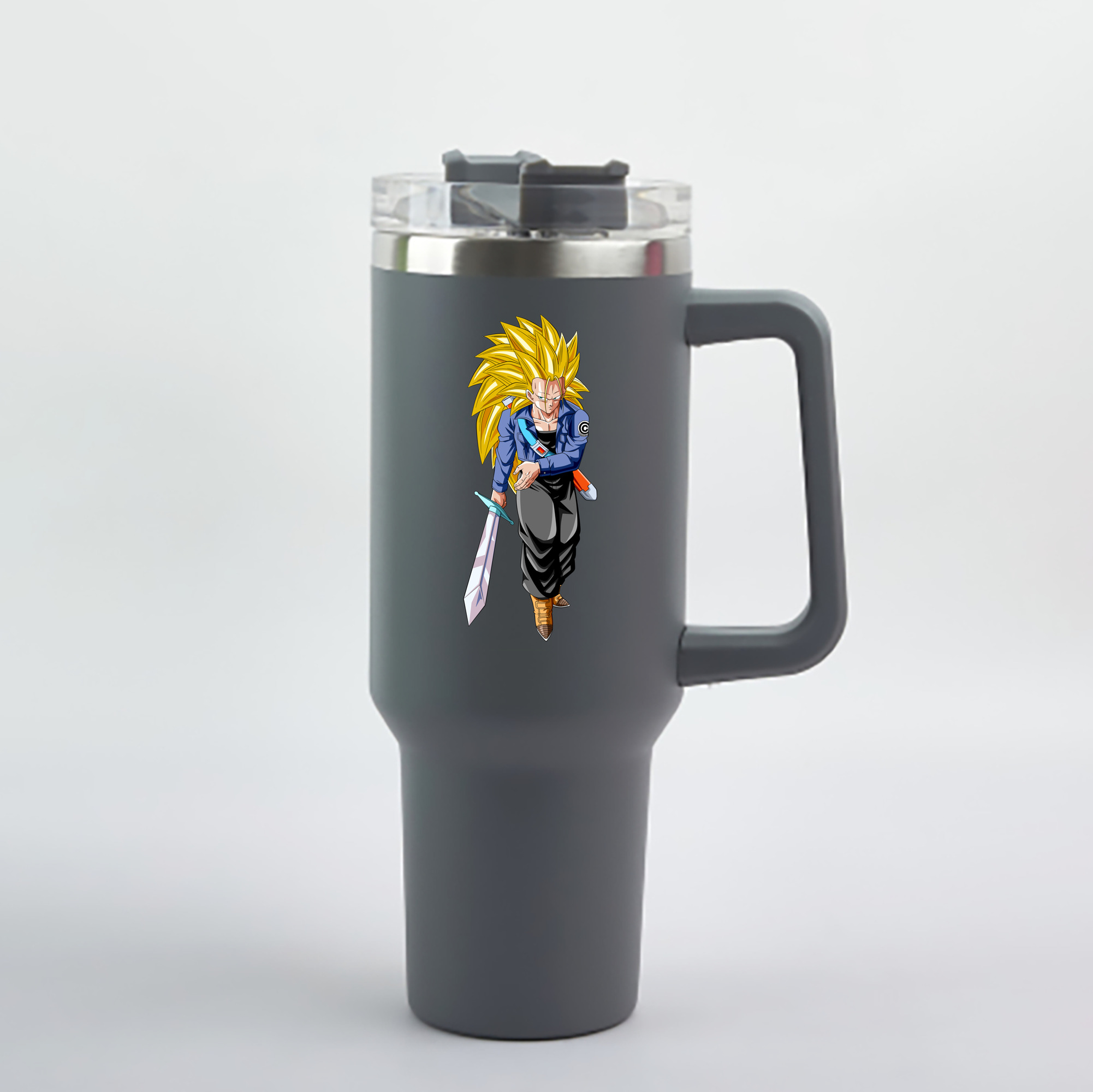 （画像用） ドラゴンボール トランクス（Torankusu）DRAGON BALL Trunks 1200mL車用タンブラー - クリスタルステッカー（プラスチックストロー付き）