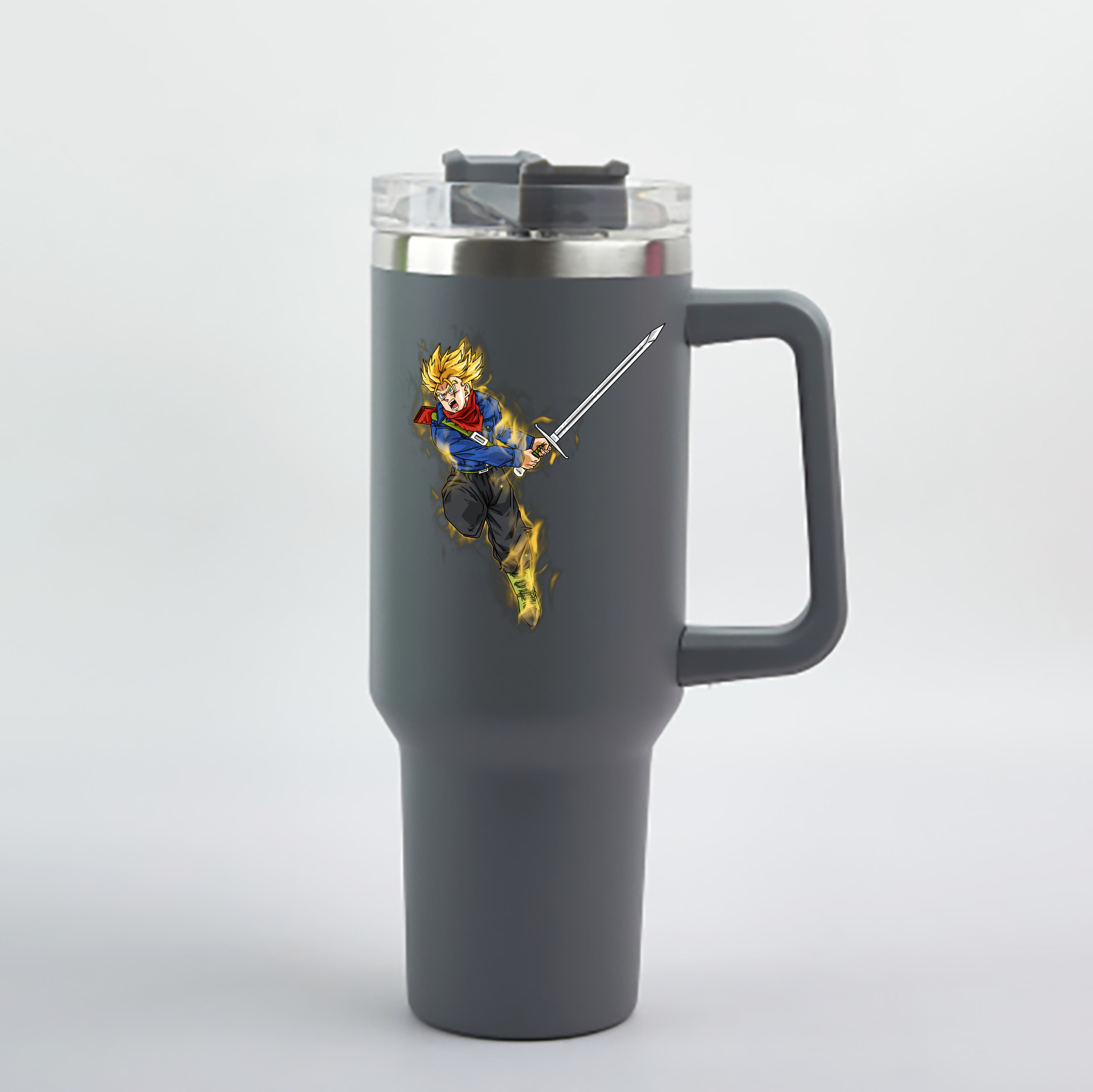 （画像用） ドラゴンボール トランクス（Torankusu）DRAGON BALL Trunks 1200mL車用タンブラー - クリスタルステッカー（プラスチックストロー付き）