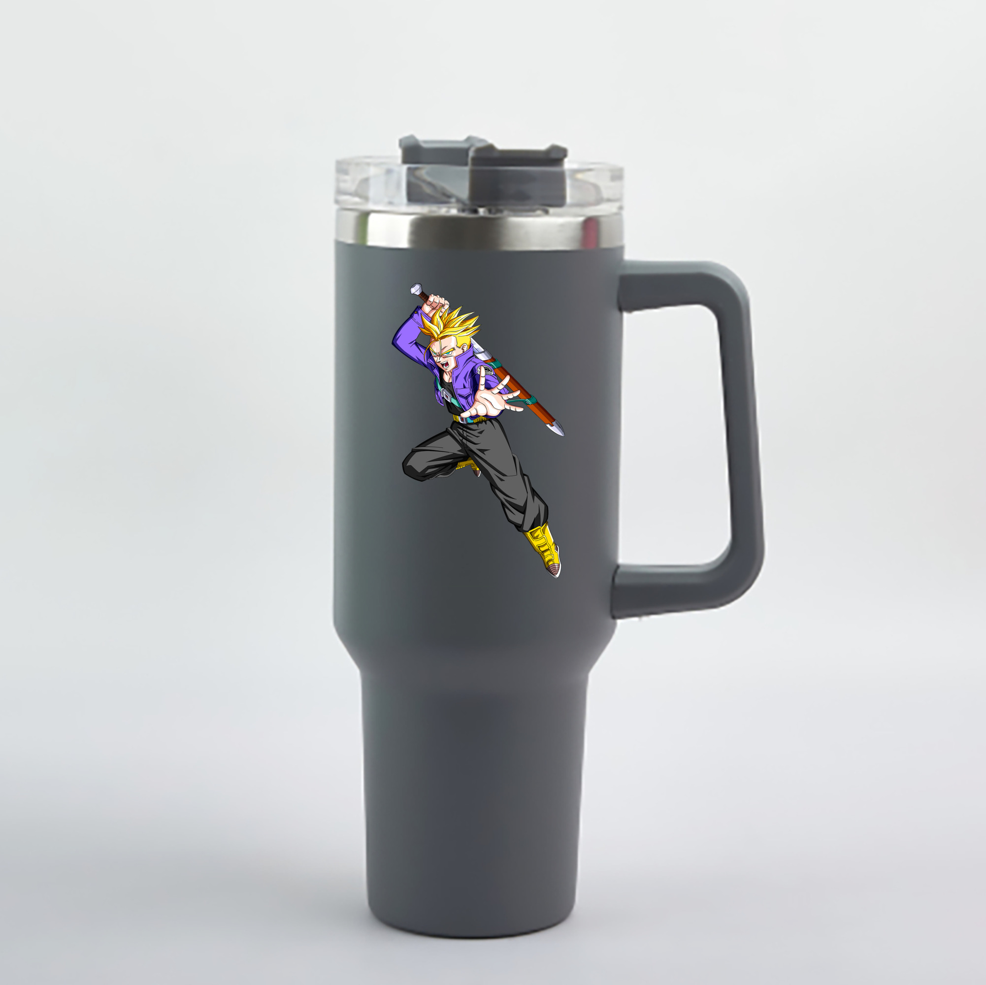（画像用） ドラゴンボール トランクス（Torankusu）DRAGON BALL Trunks 1200mL車用タンブラー - クリスタルステッカー（プラスチックストロー付き）
