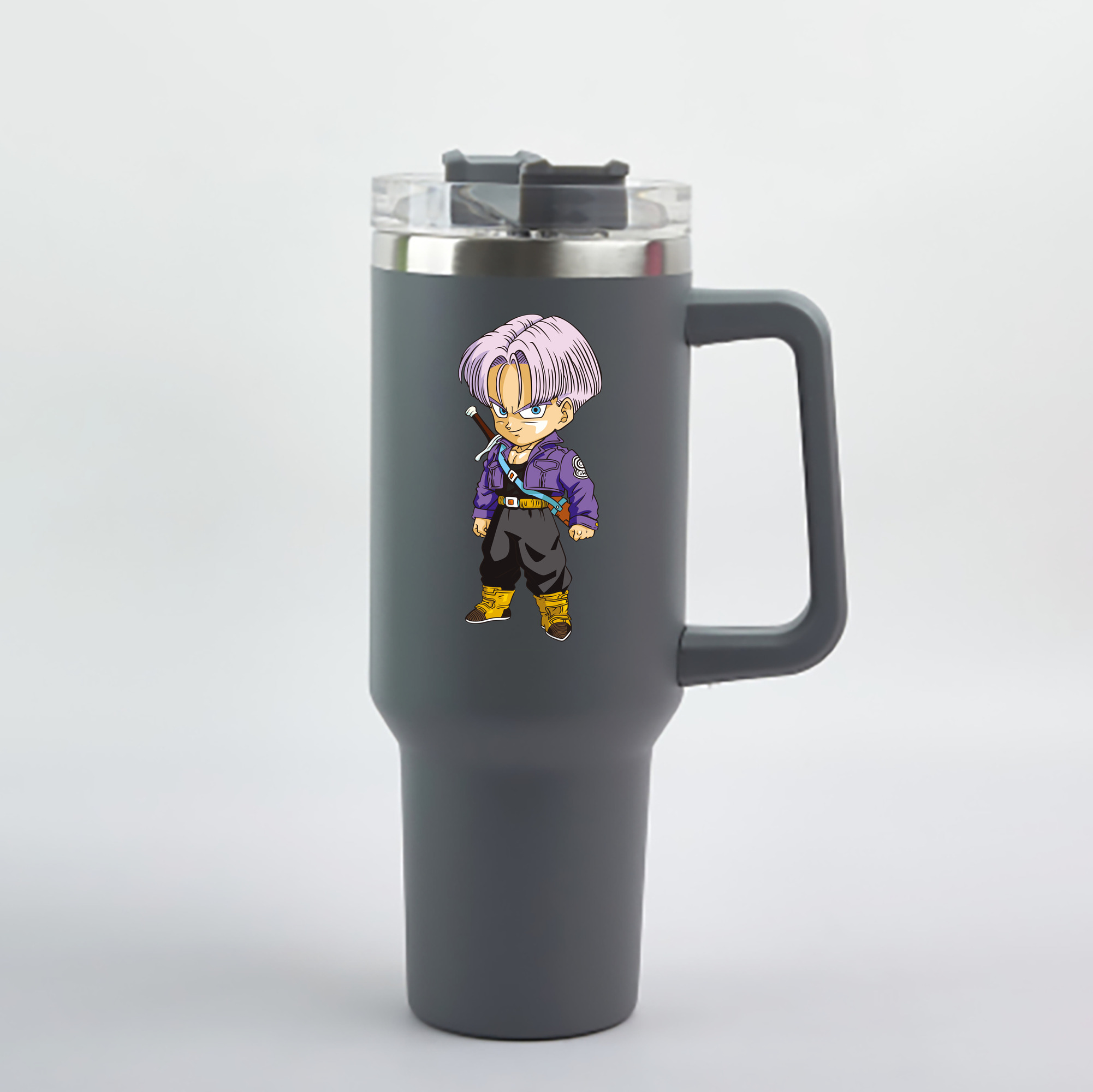 （画像用） ドラゴンボール トランクス（Torankusu）DRAGON BALL Trunks 1200mL車用タンブラー - クリスタルステッカー（プラスチックストロー付き）