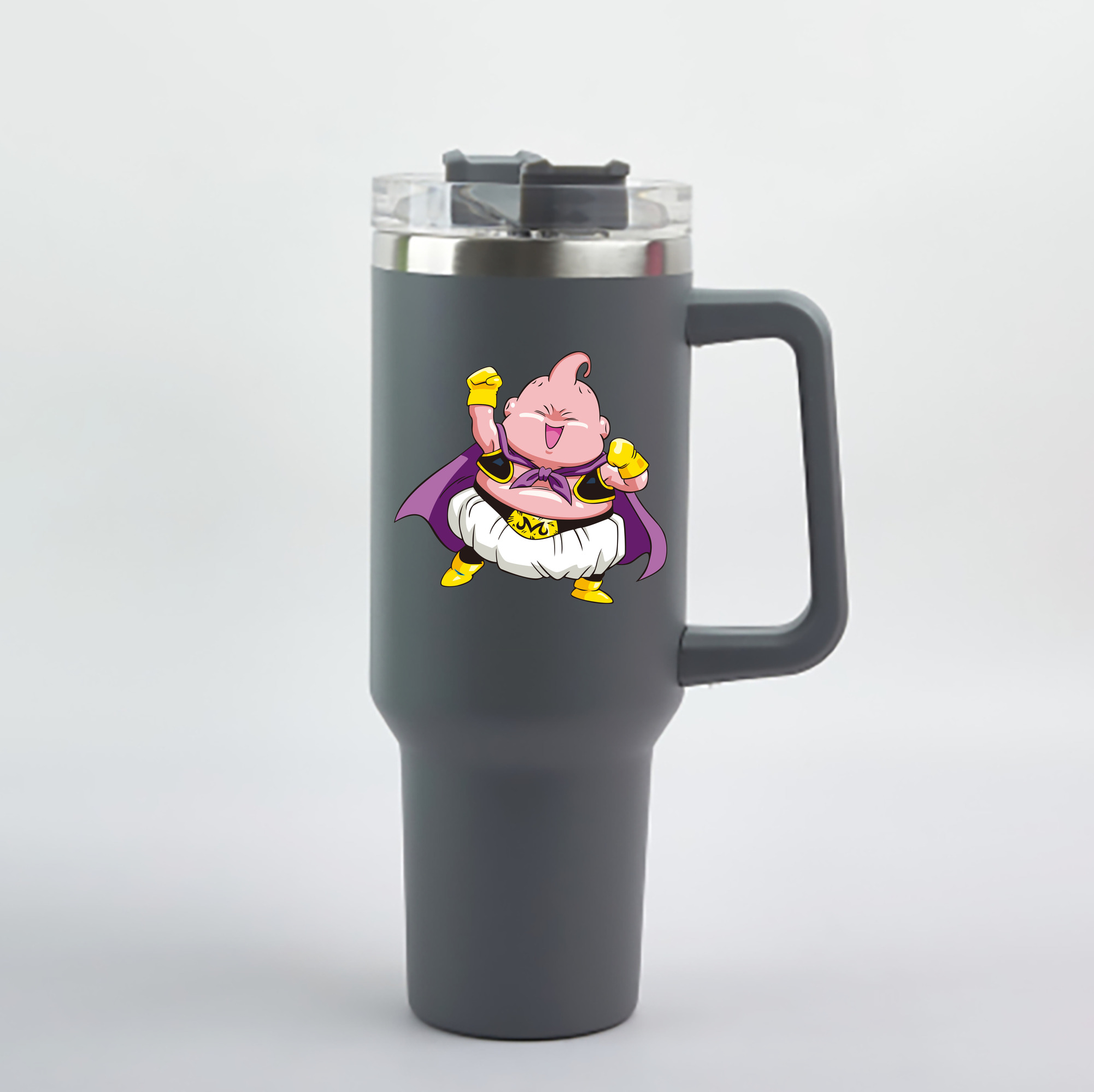 （画像用） ドラゴンボール 魔人ブウ DRAGON BALL Majin Buu 1200mL車用タンブラー - クリスタルステッカー（プラスチックストロー付き）