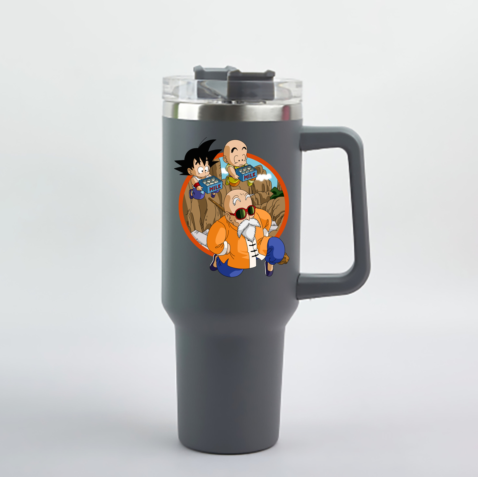 （画像用） ドラゴンボール 亀仙人（かめせんにん） DRAGON BALL Master Roshi Kame Sennin 1200mL車用タンブラー - クリスタルステッカー（プラスチックストロー付き）
