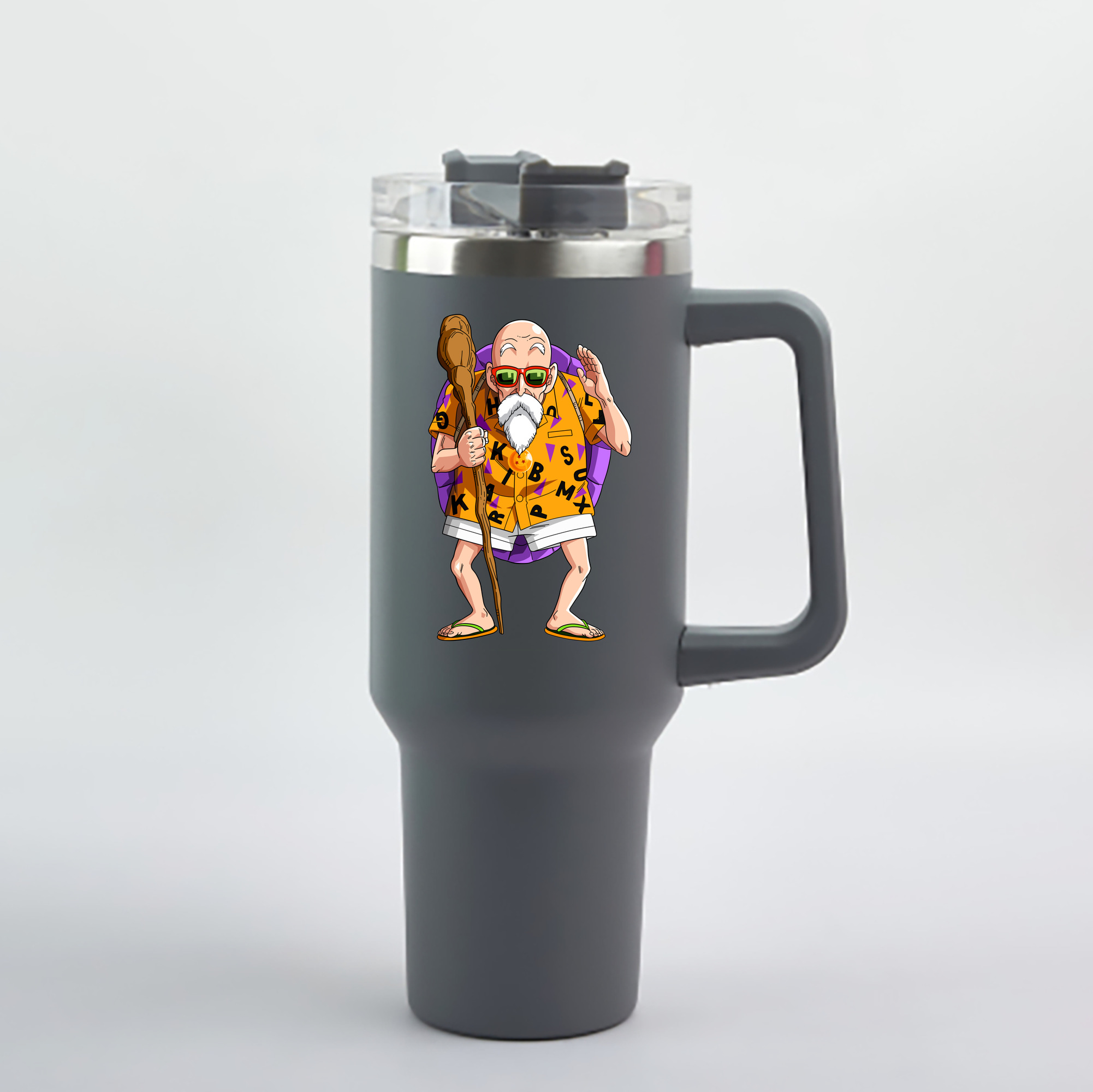 （画像用） ドラゴンボール 亀仙人（かめせんにん） DRAGON BALL Master Roshi Kame Sennin 1200mL車用タンブラー - クリスタルステッカー（プラスチックストロー付き）