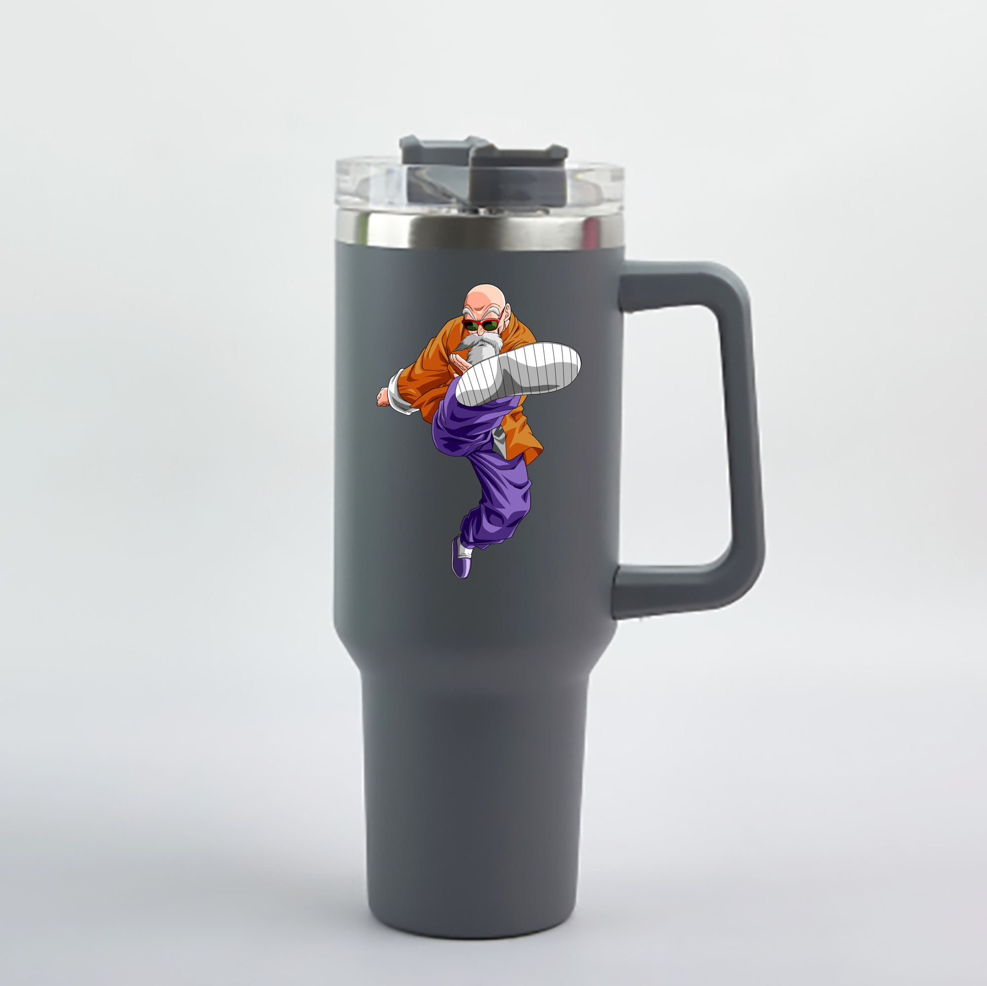 （画像用） ドラゴンボール 亀仙人（かめせんにん） DRAGON BALL Master Roshi Kame Sennin 1200mL車用タンブラー - クリスタルステッカー（プラスチックストロー付き）
