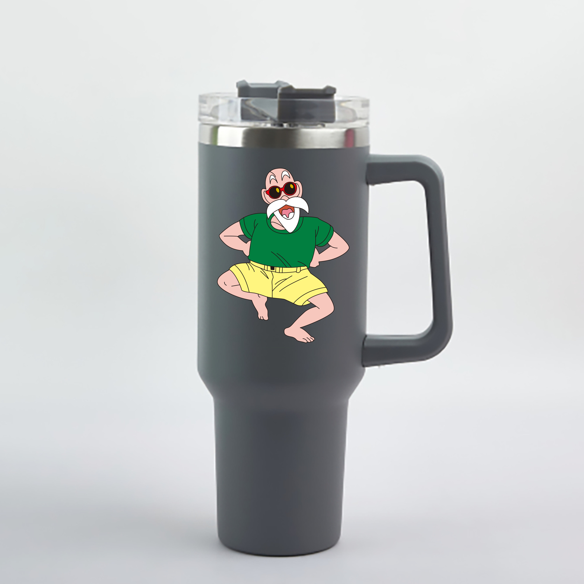 （画像用） ドラゴンボール 亀仙人（かめせんにん） DRAGON BALL Master Roshi Kame Sennin 1200mL車用タンブラー - クリスタルステッカー（プラスチックストロー付き）