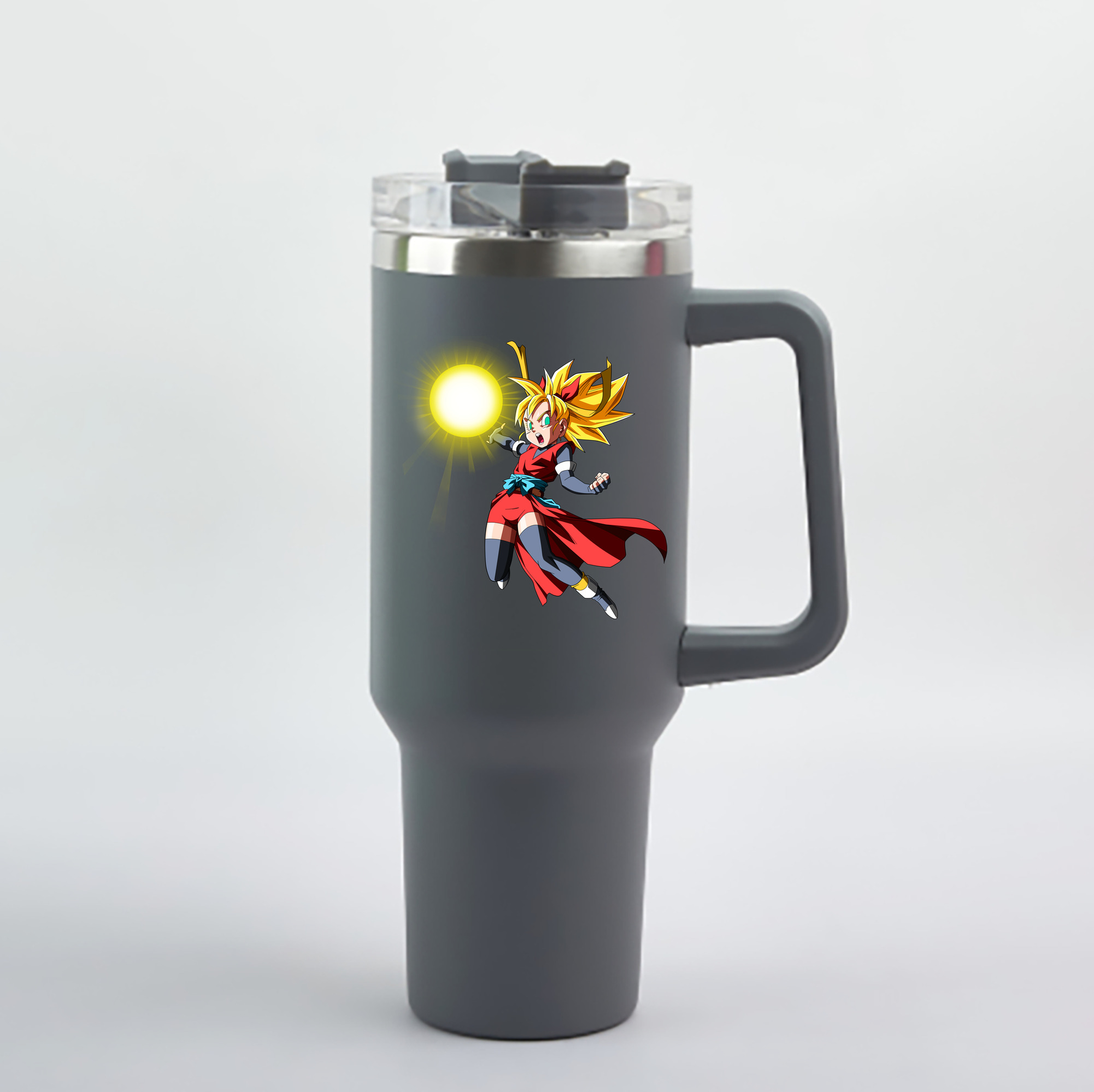 （画像用） ドラゴンボール カリフラ DRAGON BALL Caulifla 1200mL車用タンブラー - クリスタルステッカー（プラスチックストロー付き）