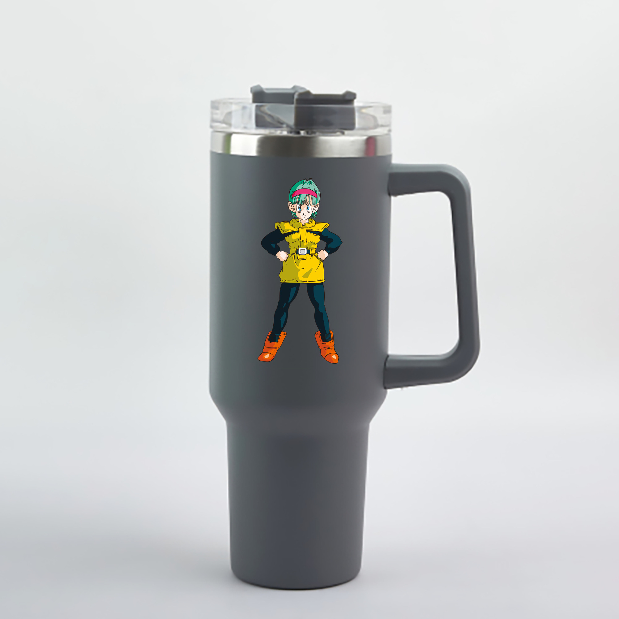（画像用） ドラゴンボール ブルマ DRAGON BALL Bulma 1200mL車用タンブラー - クリスタルステッカー（プラスチックストロー付き）