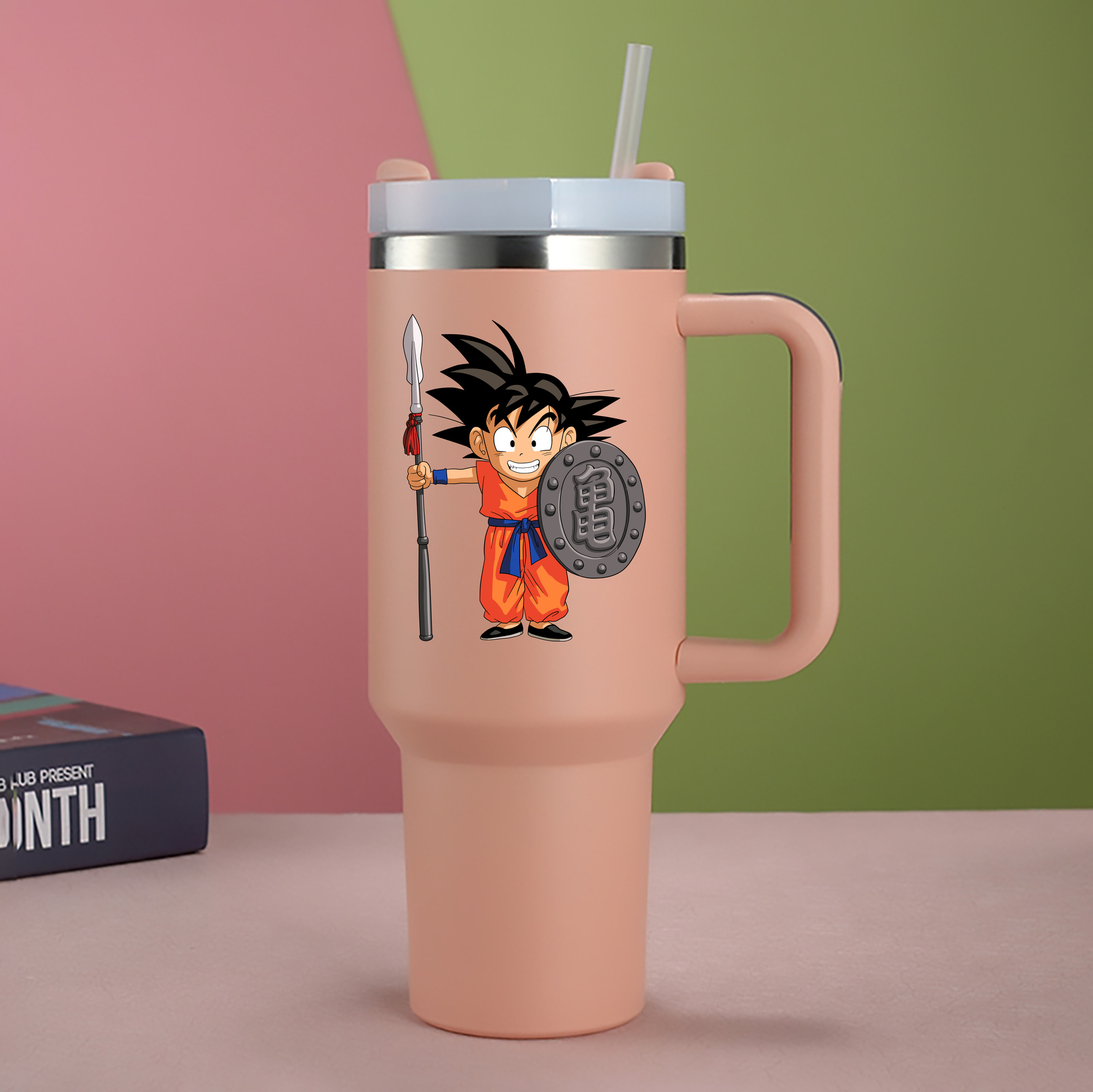 （画像用） ドラゴンボール 孫悟空（そん ごくう）Son Goku カカロット DRAGON BALL Kakarotto 1200mL車用タンブラー - クリスタルステッカー（プラスチックストロー付き）