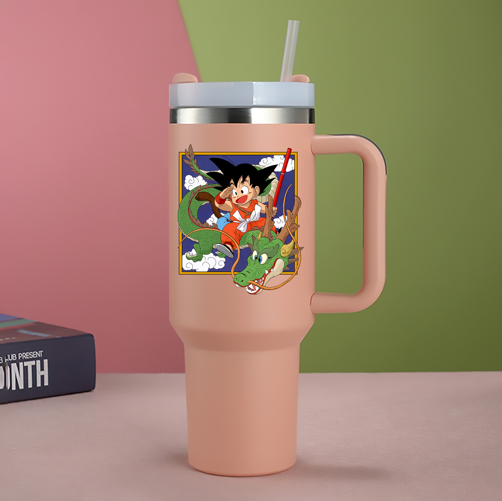（画像用） ドラゴンボール 孫悟空（そん ごくう）Son Goku カカロット DRAGON BALL Kakarotto 1200mL車用タンブラー - クリスタルステッカー（プラスチックストロー付き）