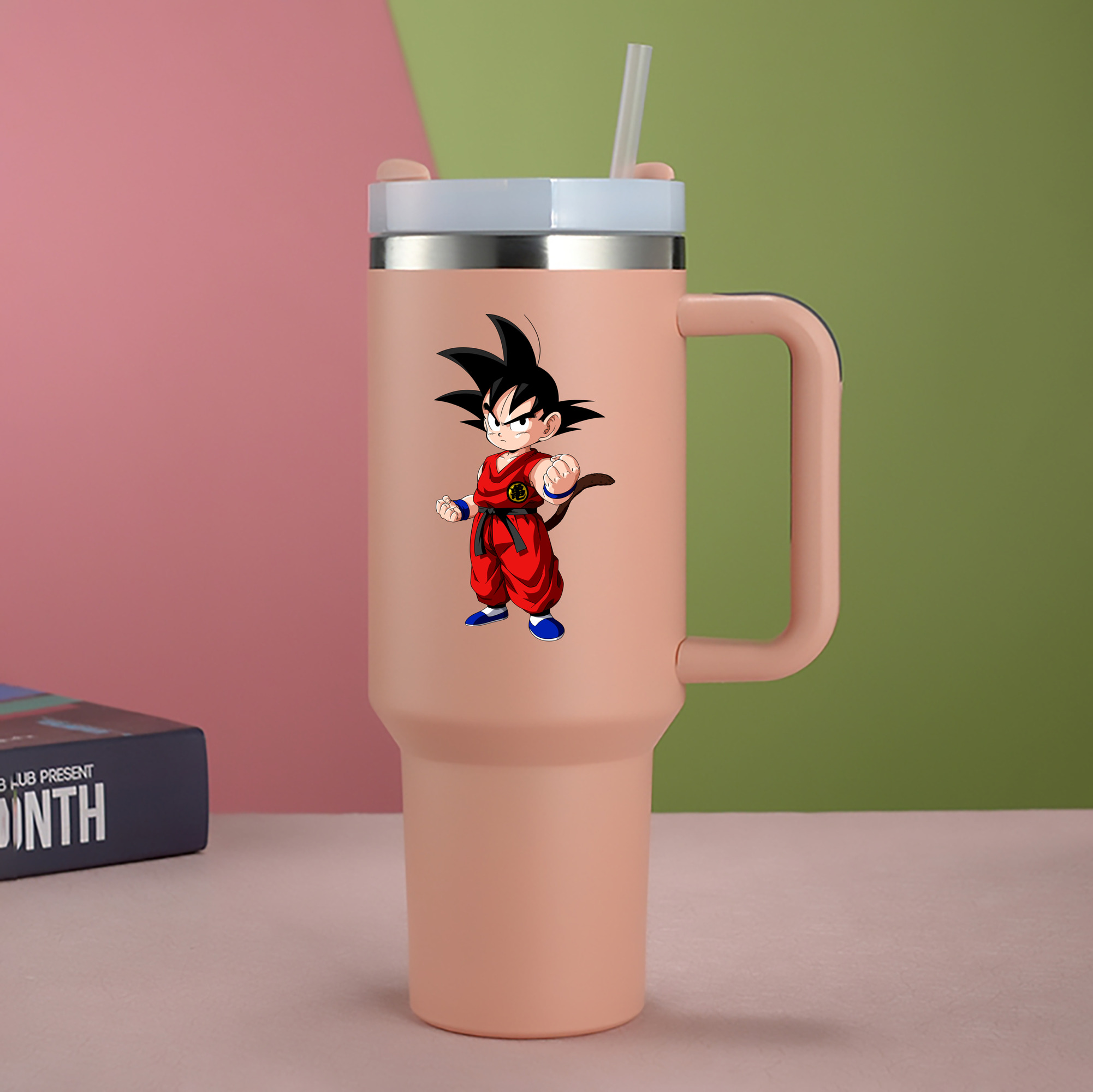 （画像用） ドラゴンボール 孫悟空（そん ごくう）Son Goku カカロット DRAGON BALL Kakarotto 1200mL車用タンブラー - クリスタルステッカー（プラスチックストロー付き）