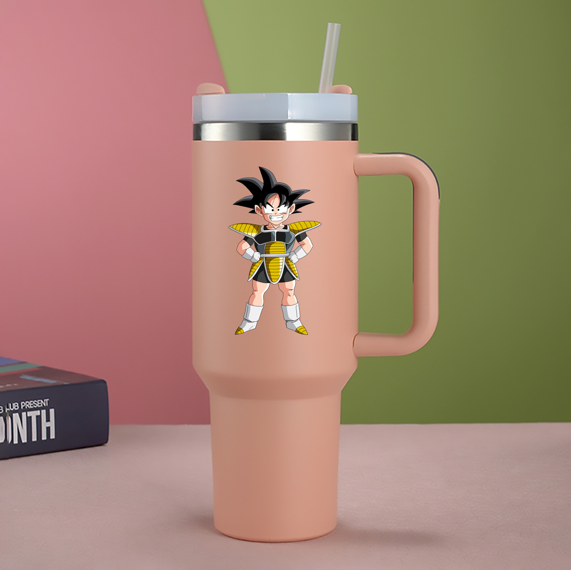 （画像用） ドラゴンボール 孫悟空（そん ごくう）Son Goku カカロット DRAGON BALL Kakarotto 1200mL車用タンブラー - クリスタルステッカー（プラスチックストロー付き）
