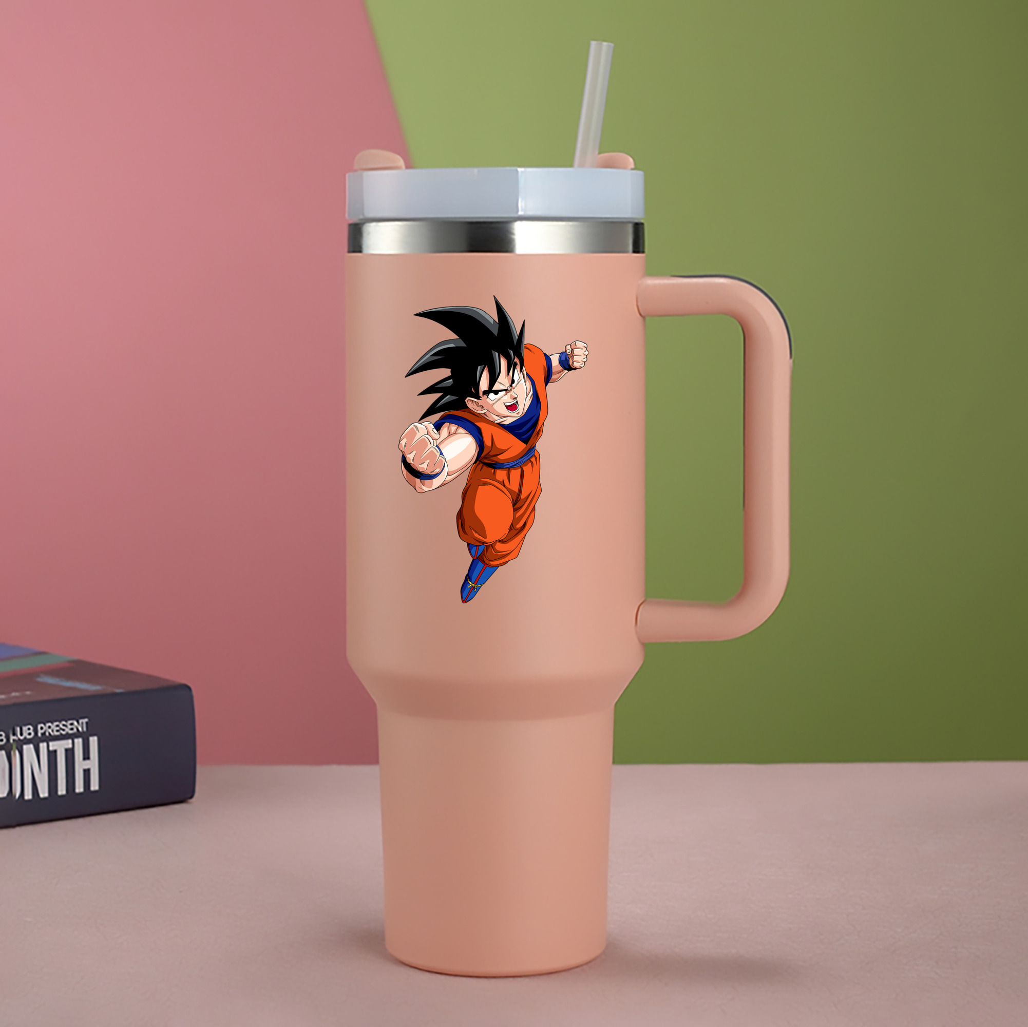 （画像用） ドラゴンボール 孫悟空（そん ごくう）Son Goku カカロット DRAGON BALL Kakarotto 1200mL車用タンブラー - クリスタルステッカー（プラスチックストロー付き）