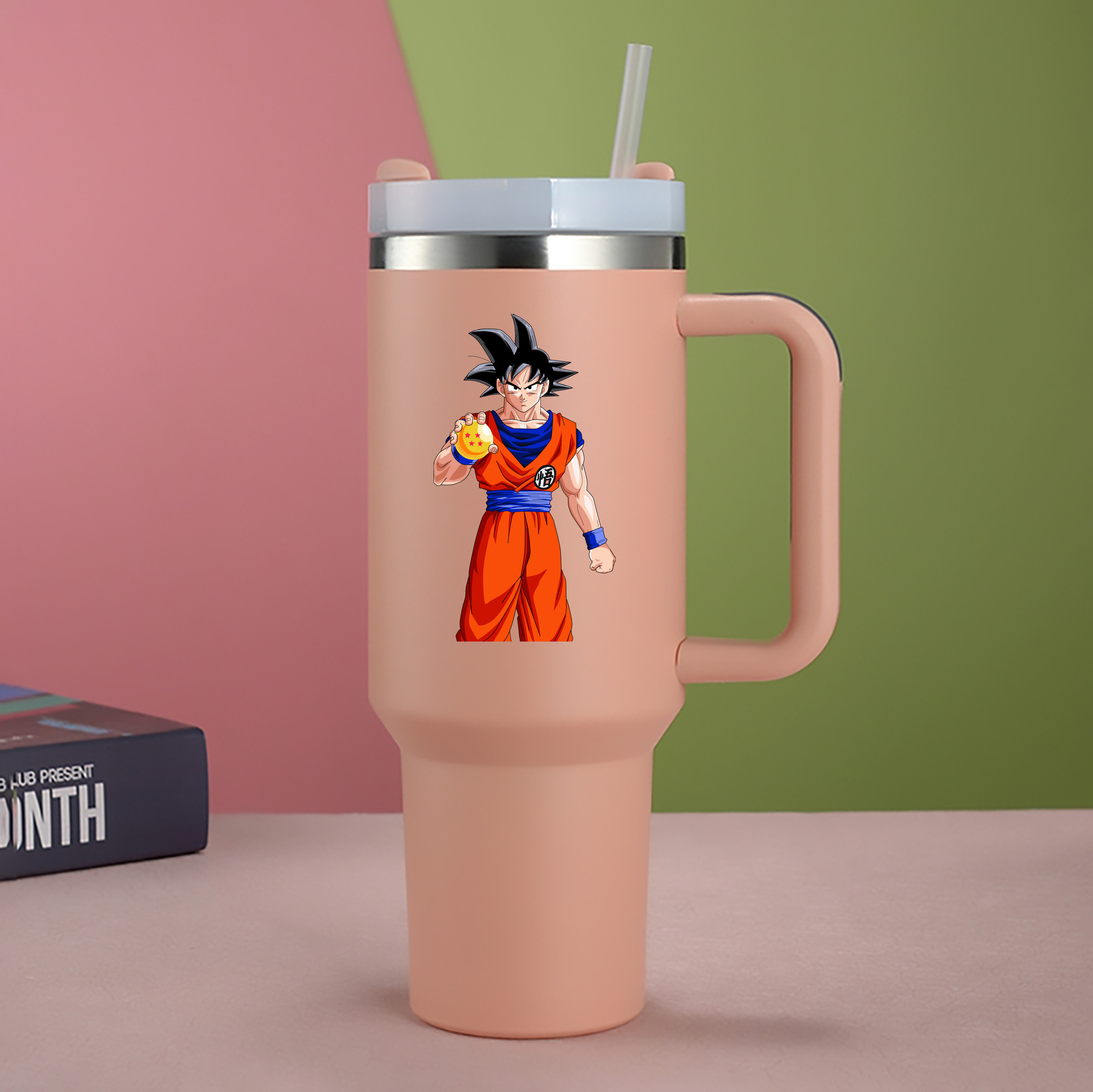 （画像用） ドラゴンボール 孫悟空（そん ごくう）Son Goku カカロット DRAGON BALL Kakarotto 1200mL車用タンブラー - クリスタルステッカー（プラスチックストロー付き）