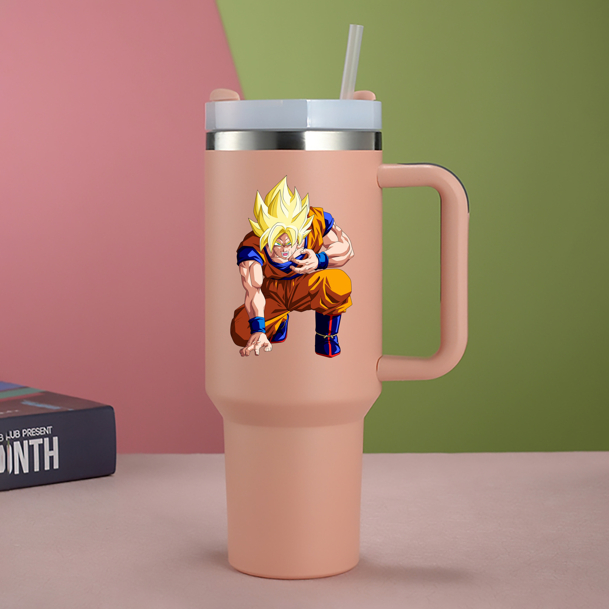 （画像用） ドラゴンボール 孫悟空（そん ごくう）Son Goku カカロット DRAGON BALL Kakarotto 1200mL車用タンブラー - クリスタルステッカー（プラスチックストロー付き）
