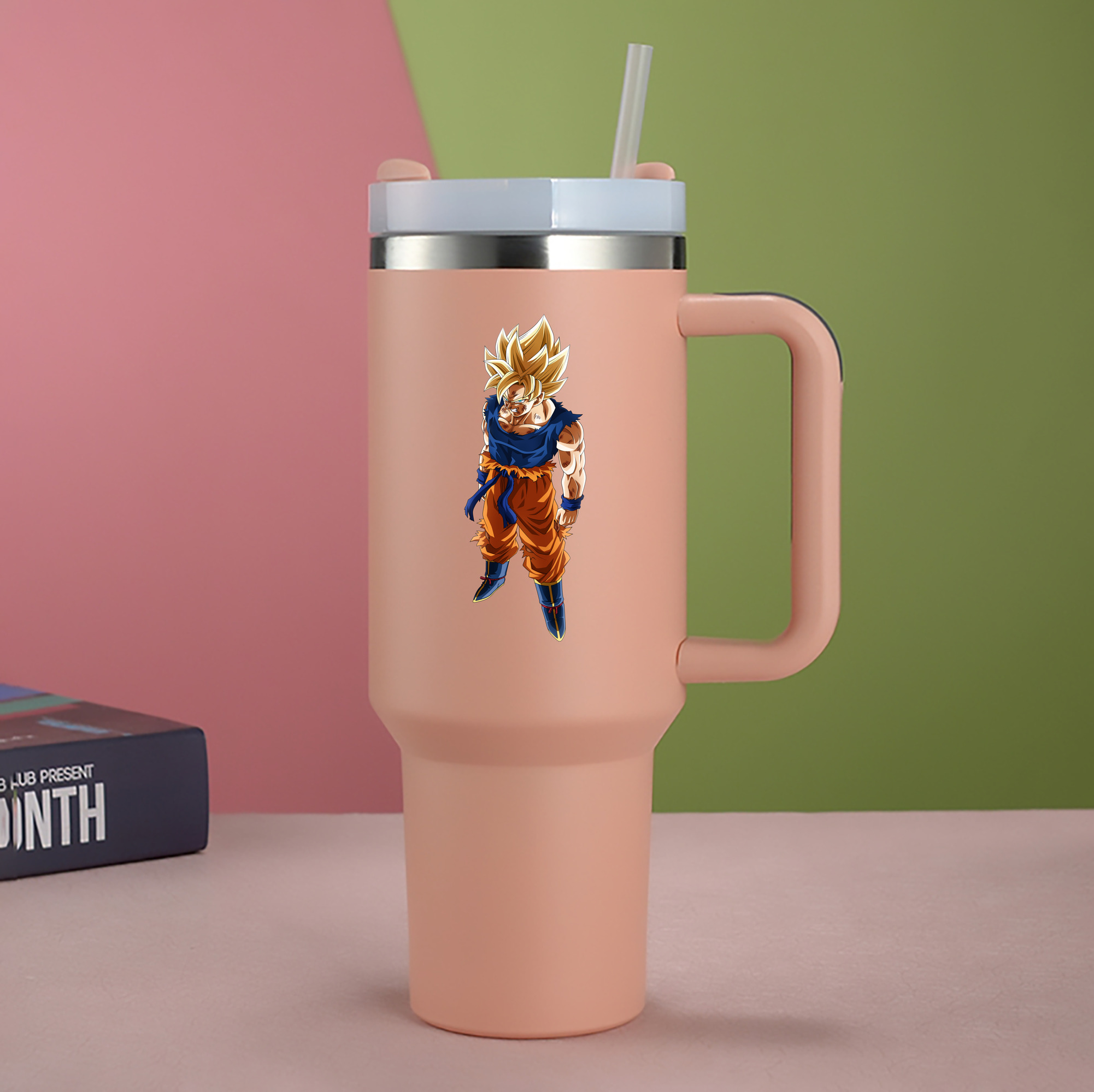 （画像用） ドラゴンボール 孫悟空（そん ごくう）Son Goku カカロット DRAGON BALL Kakarotto 1200mL車用タンブラー - クリスタルステッカー（プラスチックストロー付き）