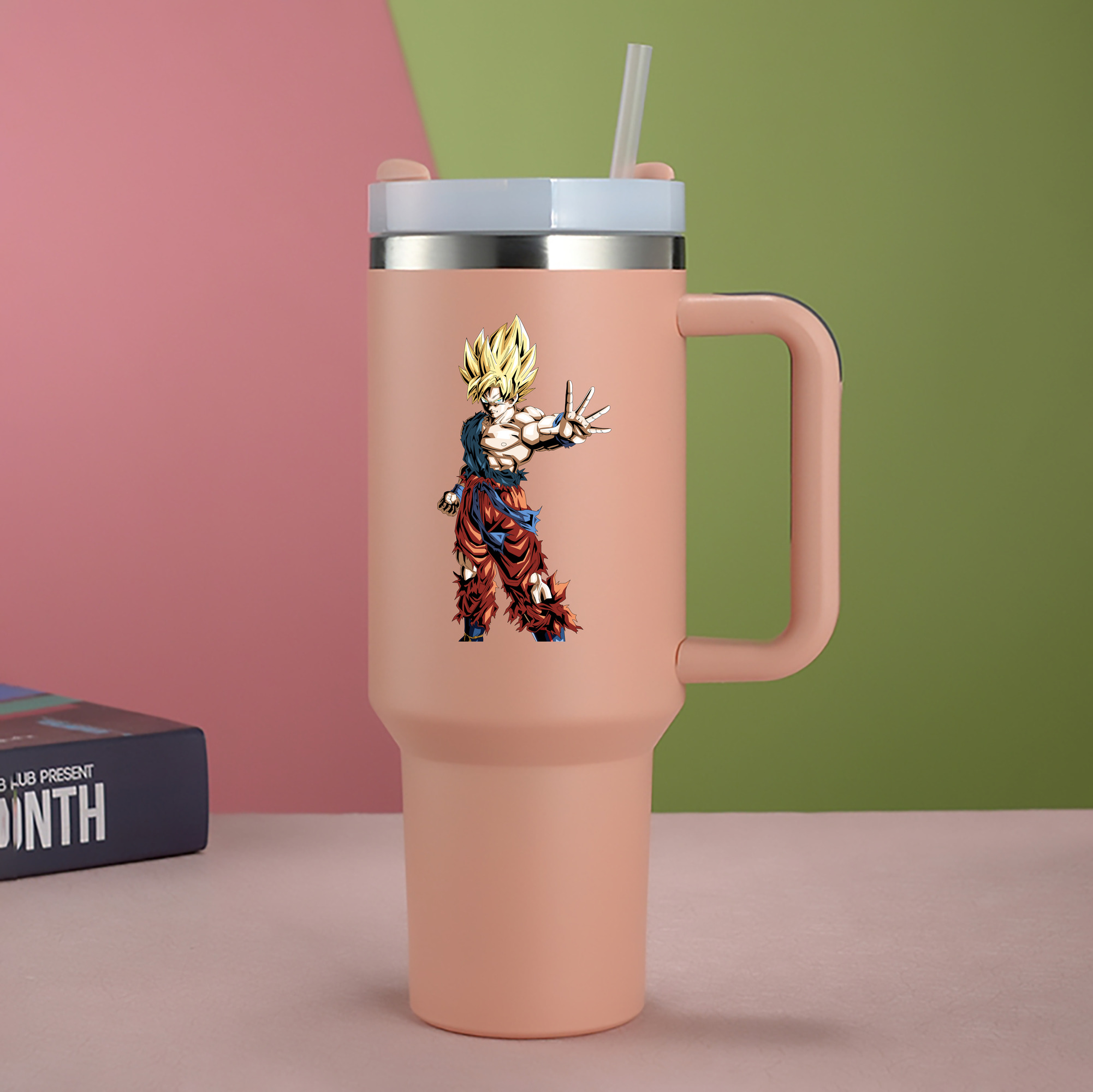 （画像用） ドラゴンボール 孫悟空（そん ごくう）Son Goku カカロット DRAGON BALL Kakarotto 1200mL車用タンブラー - クリスタルステッカー（プラスチックストロー付き）