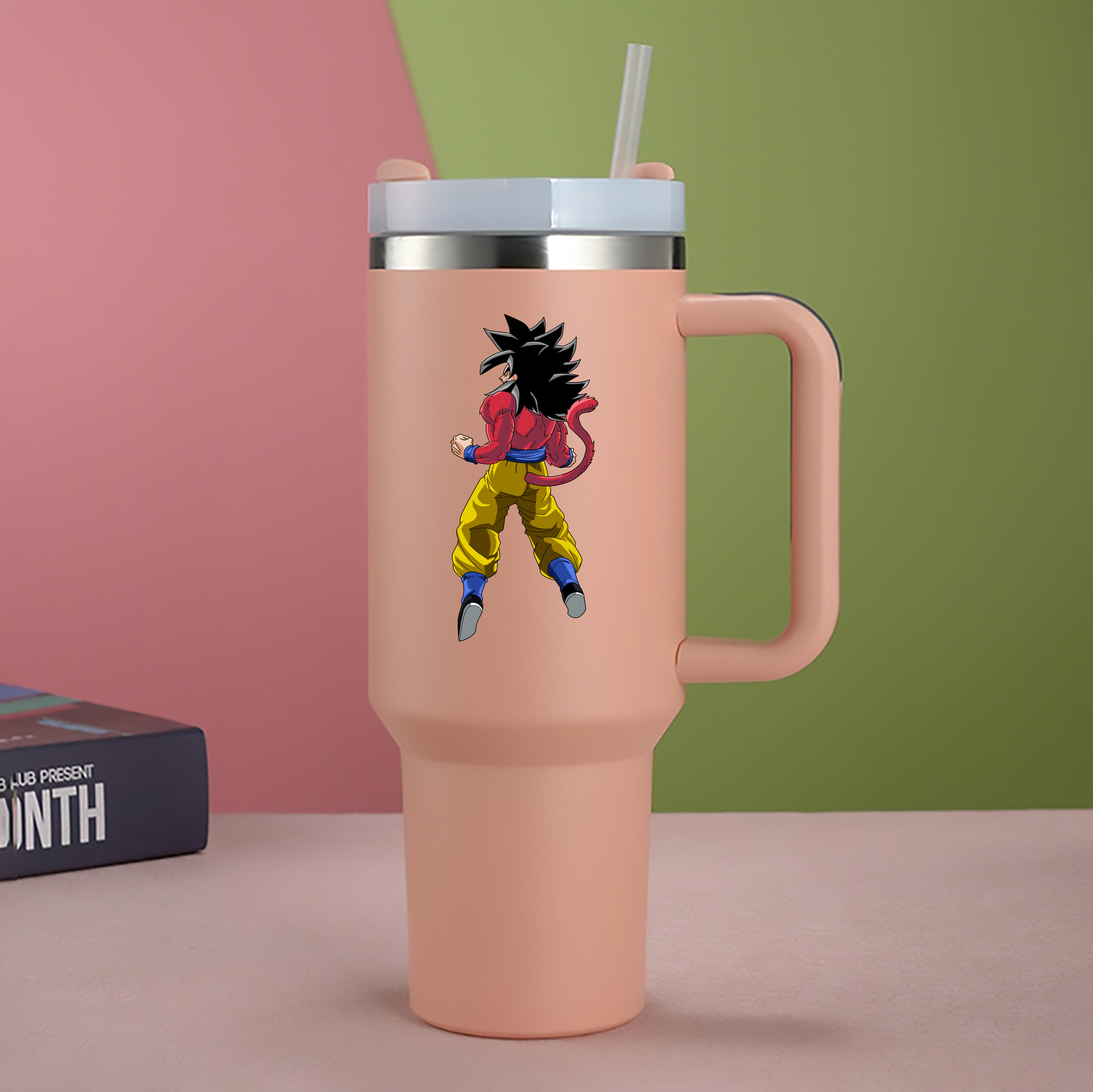 （画像用） ドラゴンボール 孫悟空（そん ごくう）Son Goku カカロット DRAGON BALL Kakarotto 1200mL車用タンブラー - クリスタルステッカー（プラスチックストロー付き）