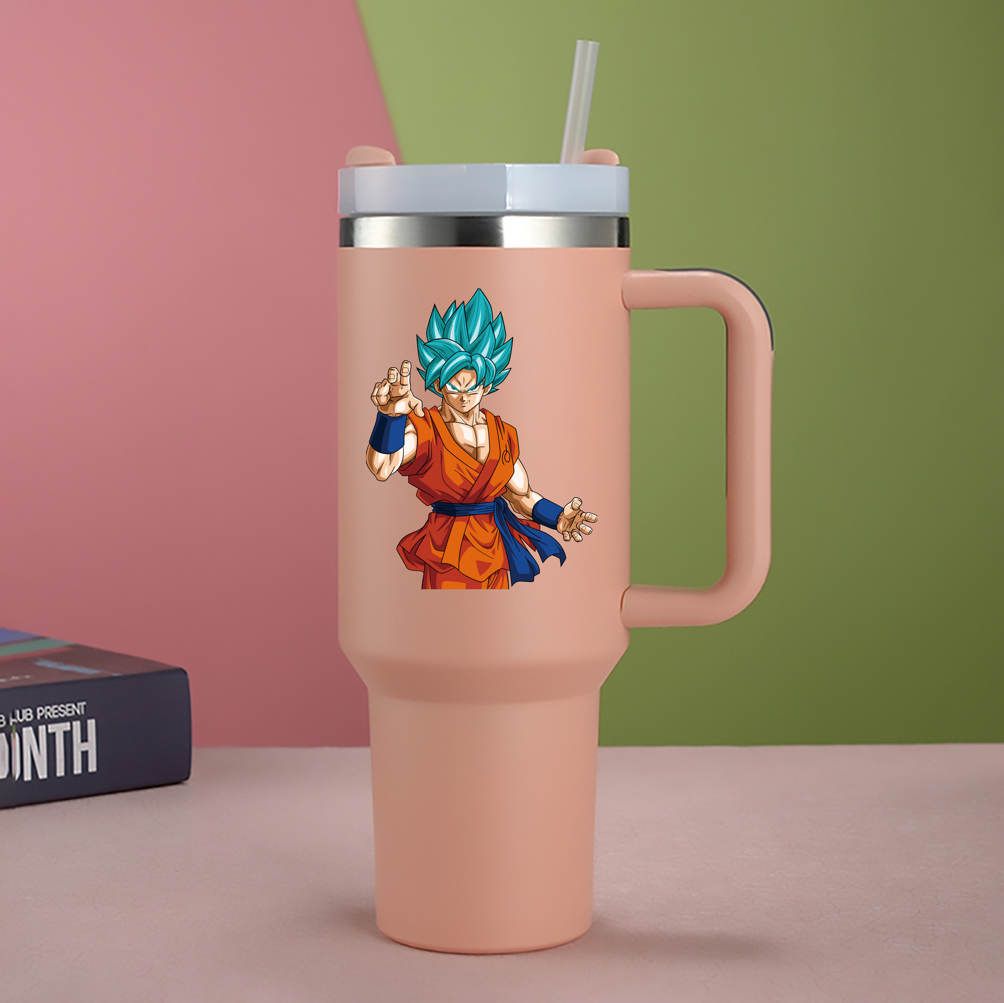 （画像用） ドラゴンボール 孫悟空（そん ごくう）Son Goku カカロット DRAGON BALL Kakarotto 1200mL車用タンブラー - クリスタルステッカー（プラスチックストロー付き）