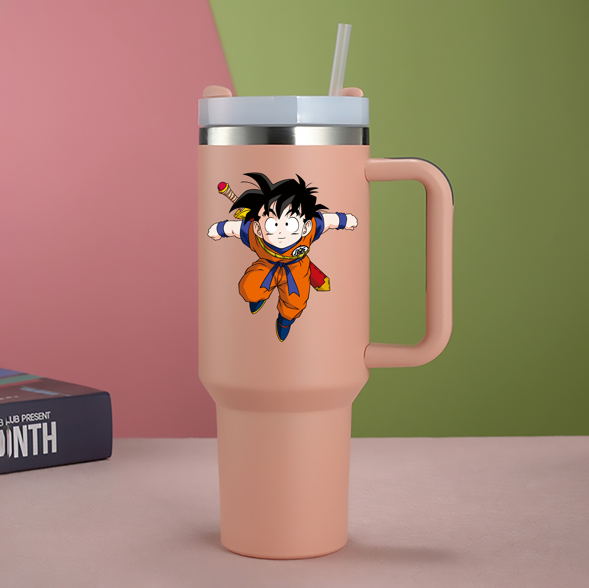（画像用） ドラゴンボール 孫悟空（そん ごくう）Son Goku カカロット DRAGON BALL Kakarotto 1200mL車用タンブラー - クリスタルステッカー（プラスチックストロー付き）