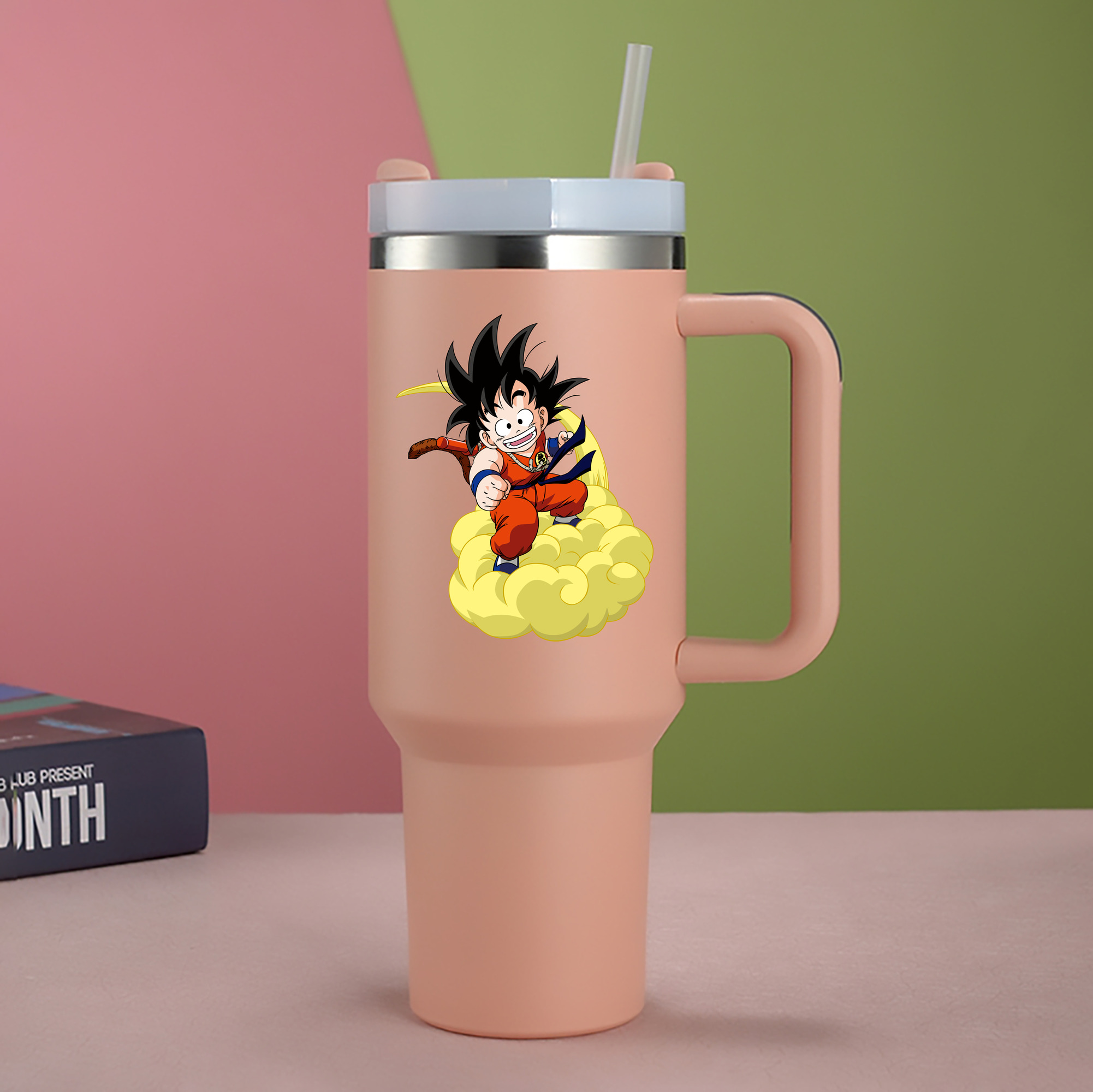 （画像用） ドラゴンボール 孫悟空（そん ごくう）Son Goku カカロット DRAGON BALL Kakarotto 1200mL車用タンブラー - クリスタルステッカー（プラスチックストロー付き）