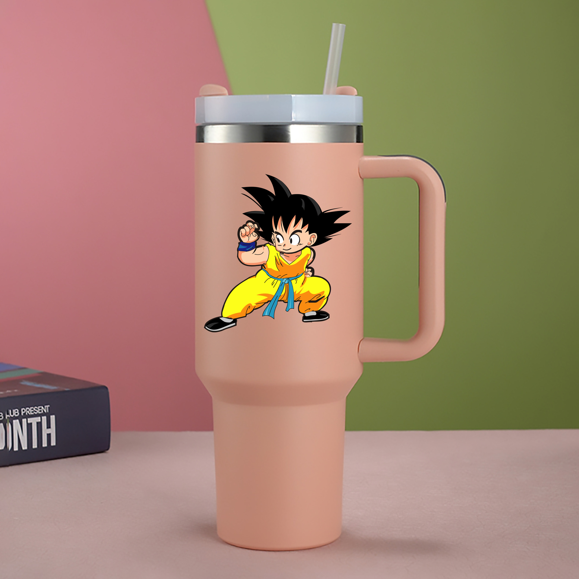 （画像用） ドラゴンボール 孫悟空（そん ごくう）Son Goku カカロット DRAGON BALL Kakarotto 1200mL車用タンブラー - クリスタルステッカー（プラスチックストロー付き）